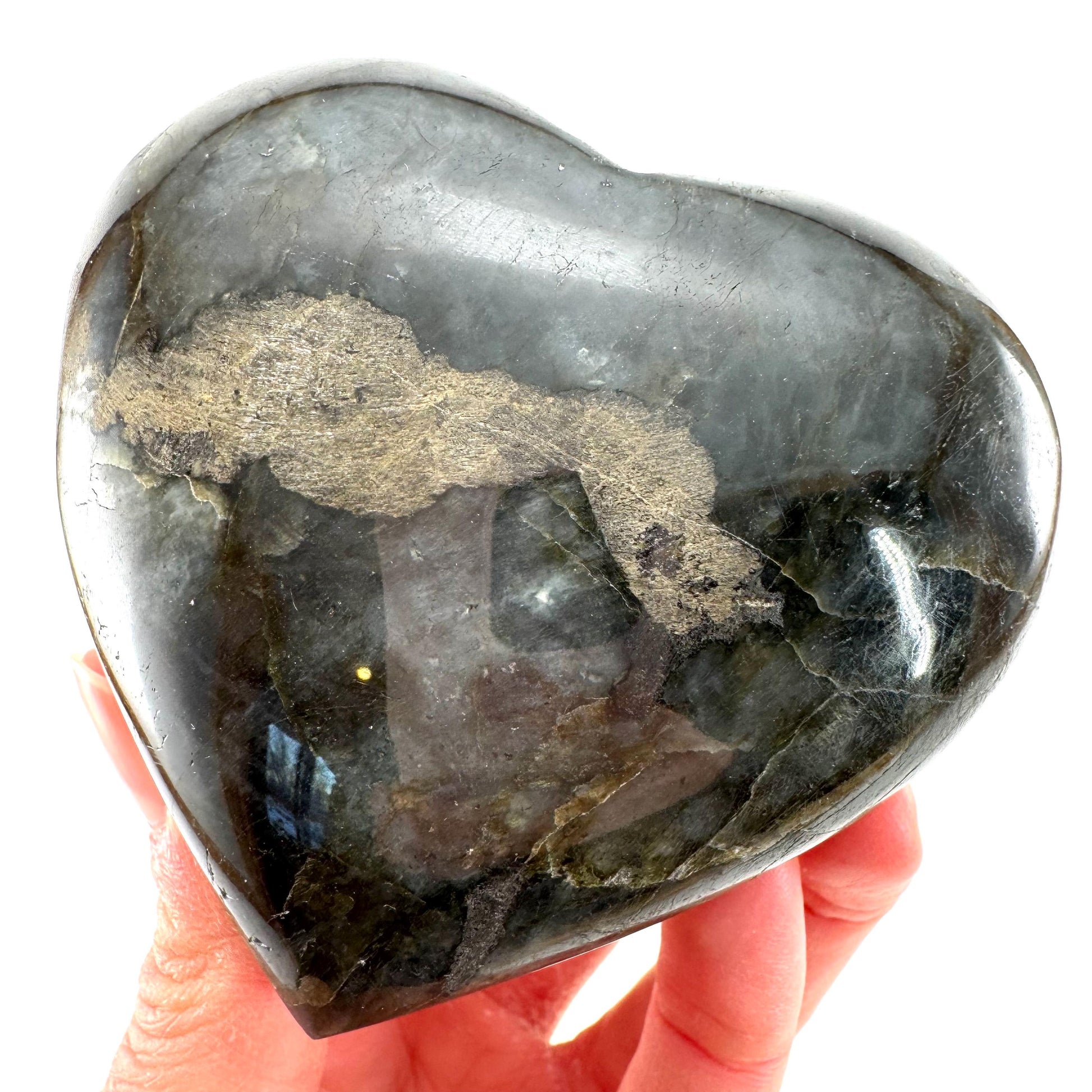 Labradorite heart, crystal heart, flashy labradorite, polished labradorite