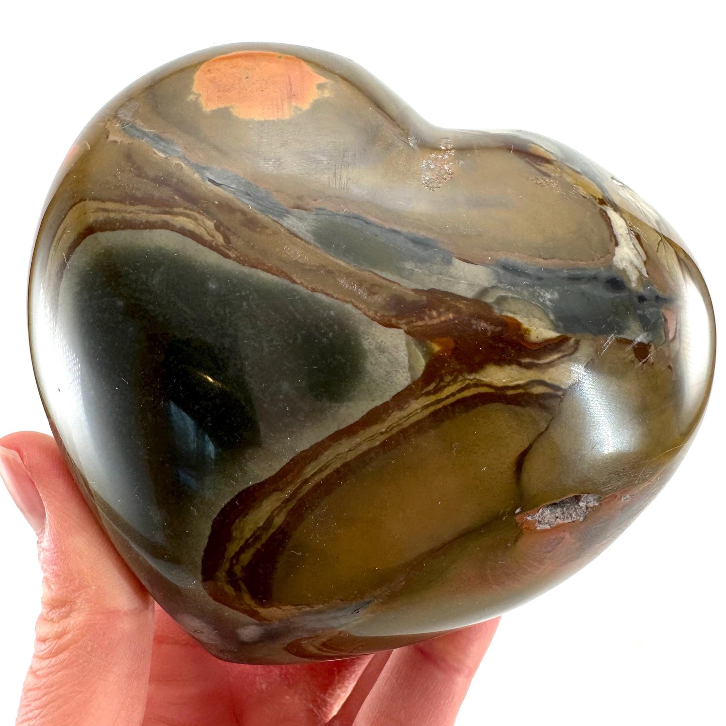 Polychrome Jasper heart, desert jasper heart, crystal heart, Palmstone, desert jasper