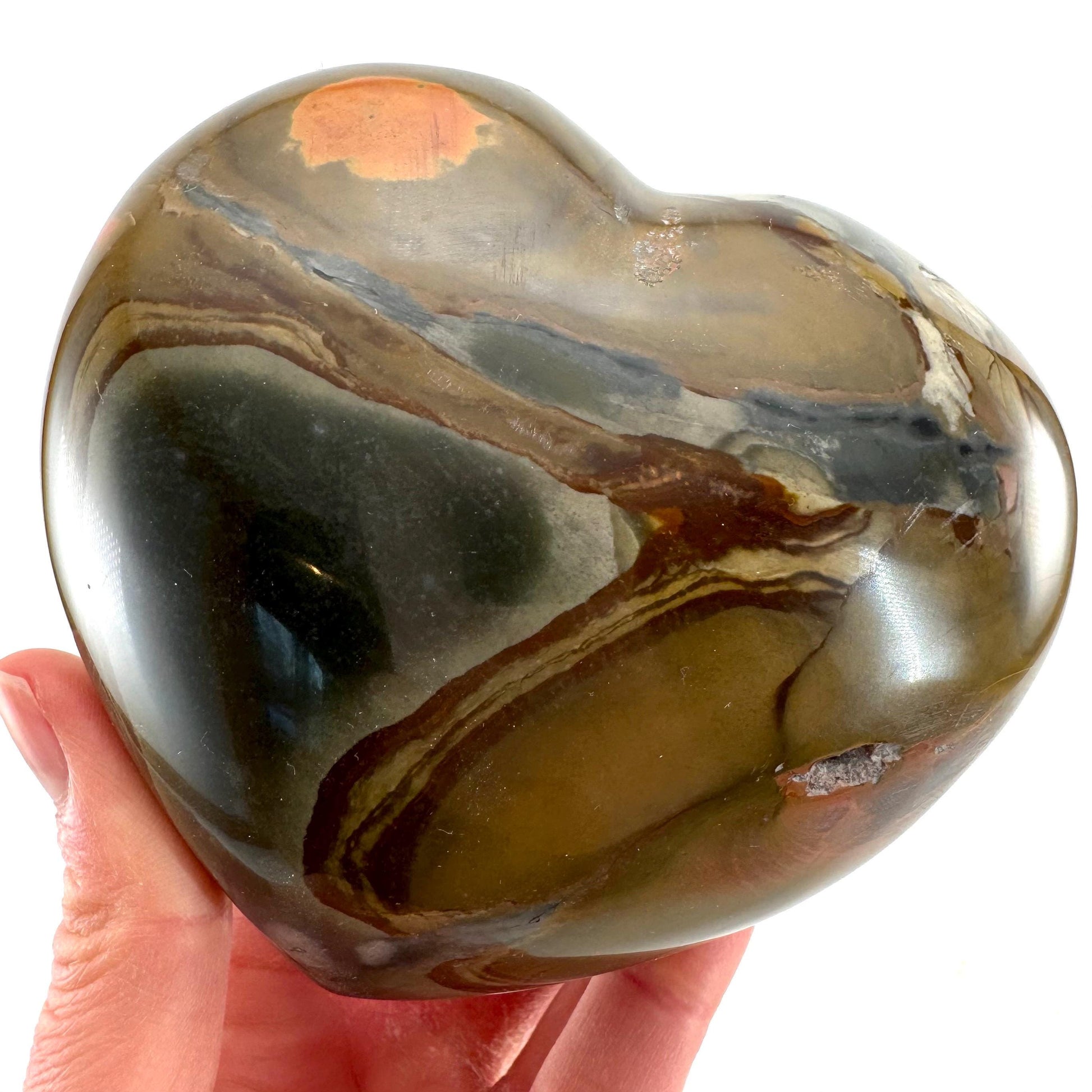 Polychrome Jasper heart, desert jasper heart, crystal heart, Palmstone, desert jasper
