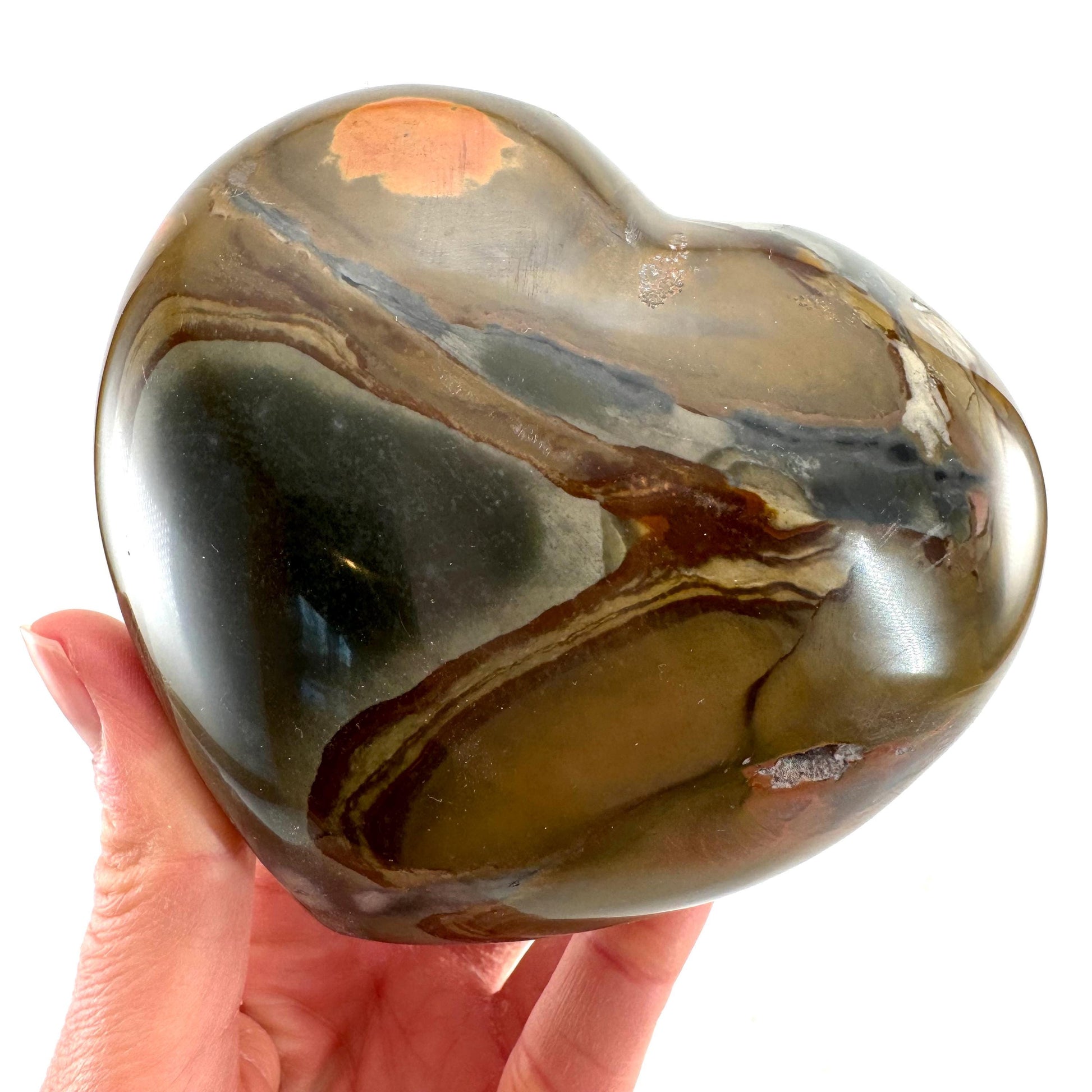Polychrome Jasper heart, desert jasper heart, crystal heart, Palmstone, desert jasper