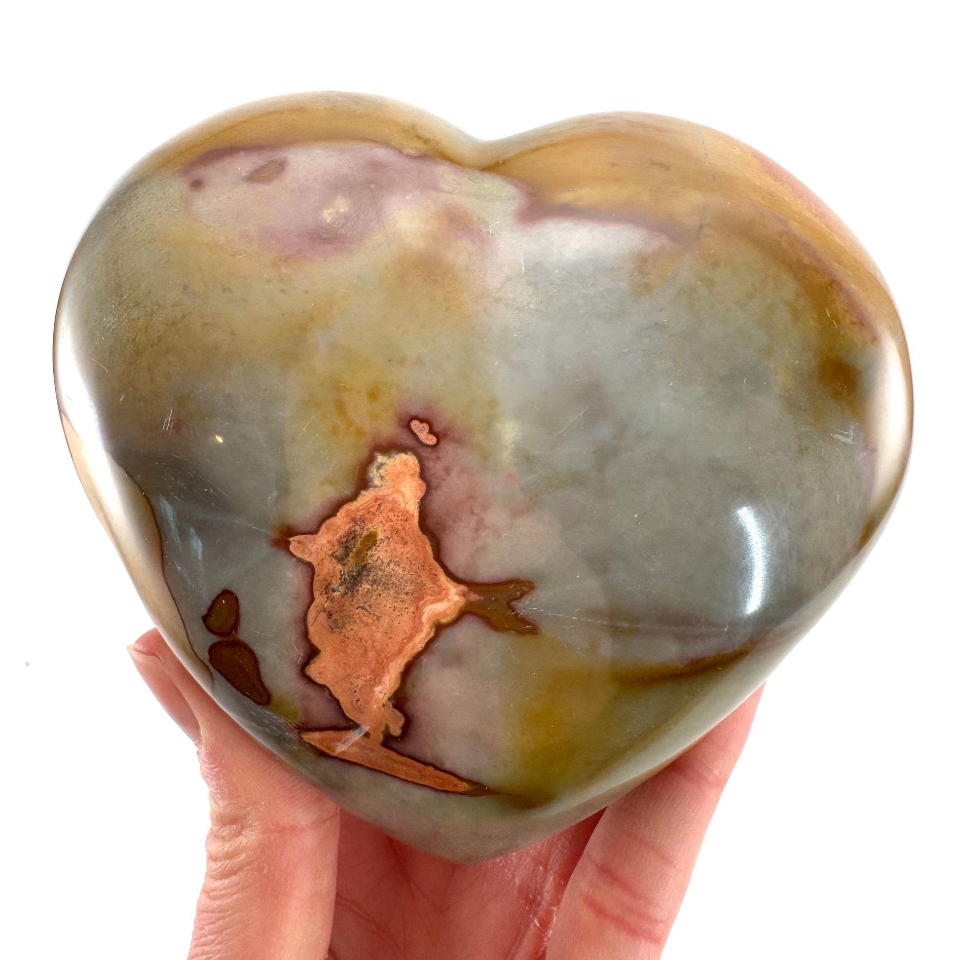 Polychrome Jasper heart, desert jasper heart, crystal heart, Palmstone, desert jasper