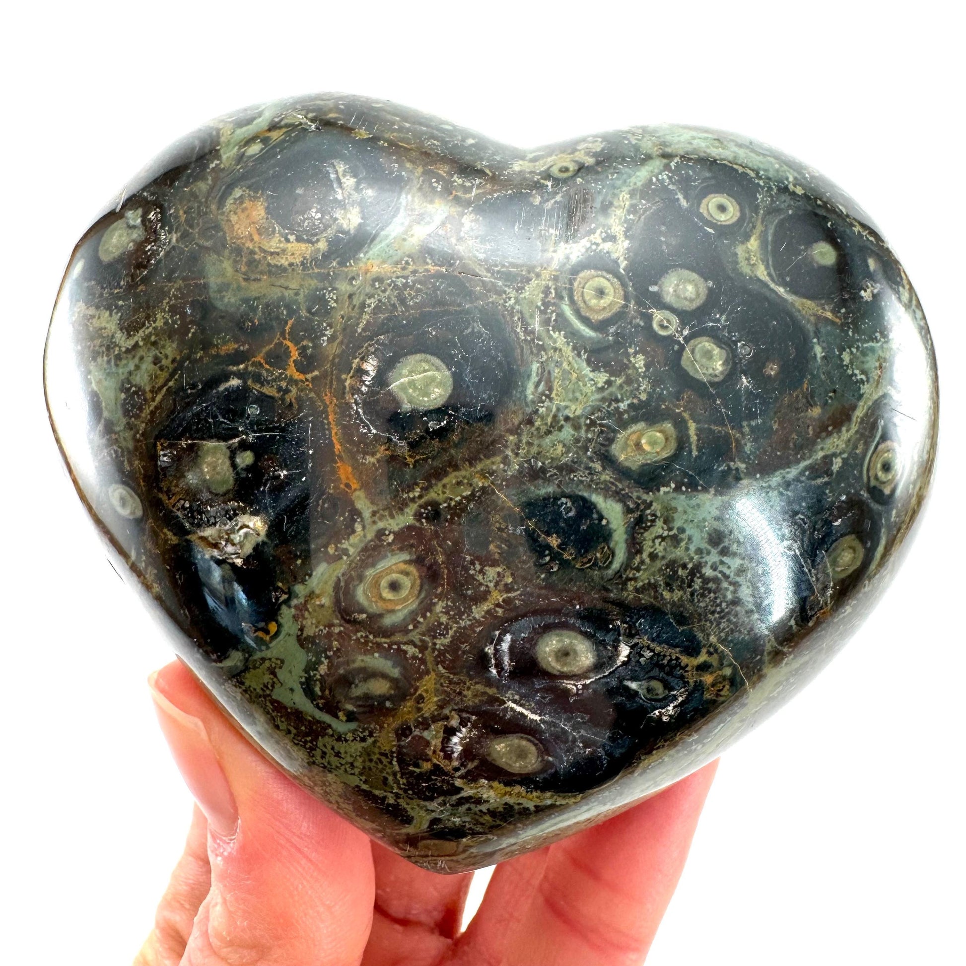 Kambaba Jasper Heart, crystal heart, heart shaped crystal, kambaba palm stone, Kambaba Jasper Palmstone