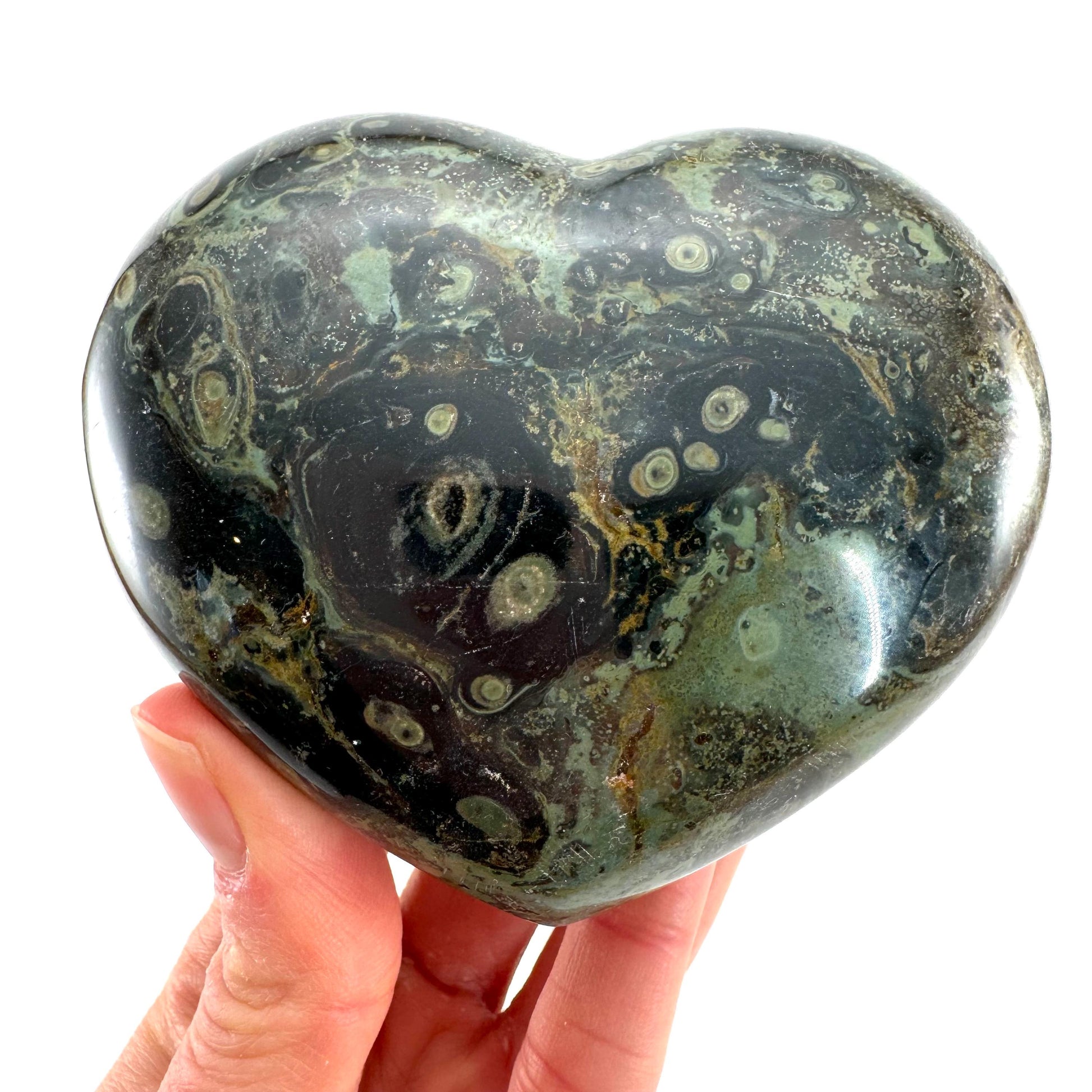 Kambaba Jasper Heart, crystal heart, heart shaped crystal, kambaba palm stone, Kambaba Jasper Palmstone