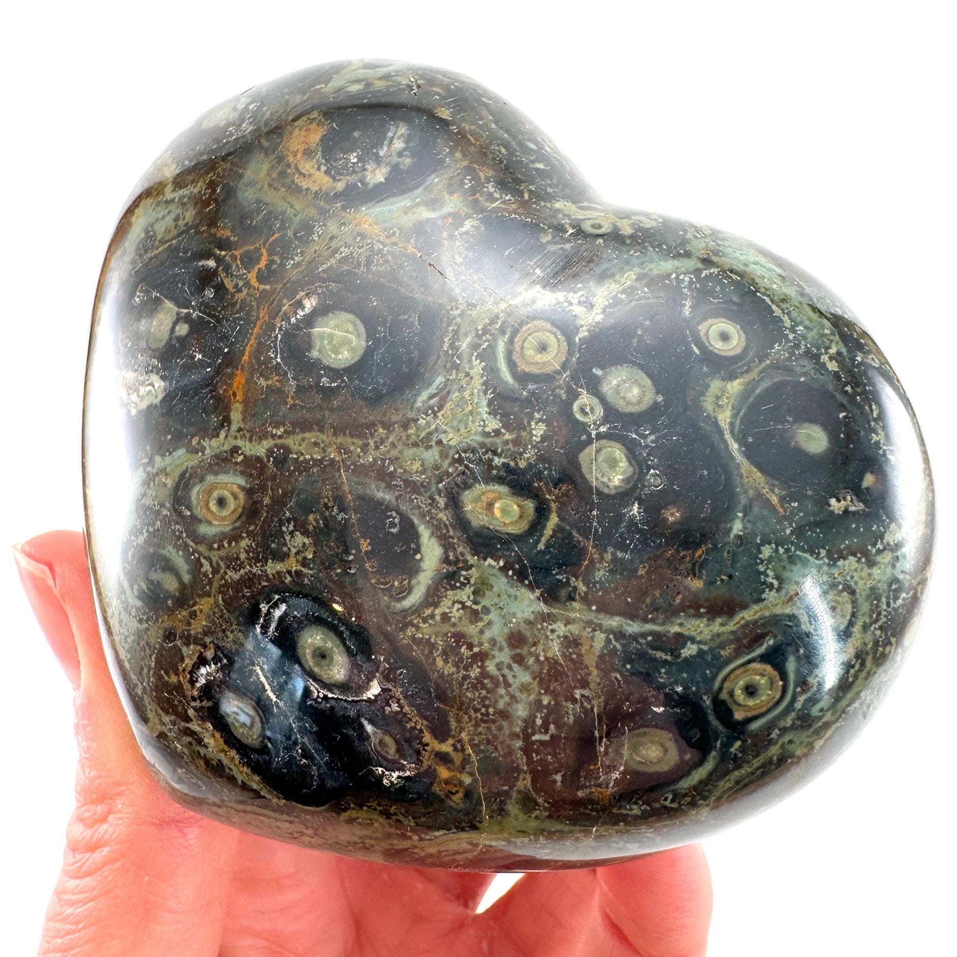 Kambaba Jasper Heart, crystal heart, heart shaped crystal, kambaba palm stone, Kambaba Jasper Palmstone