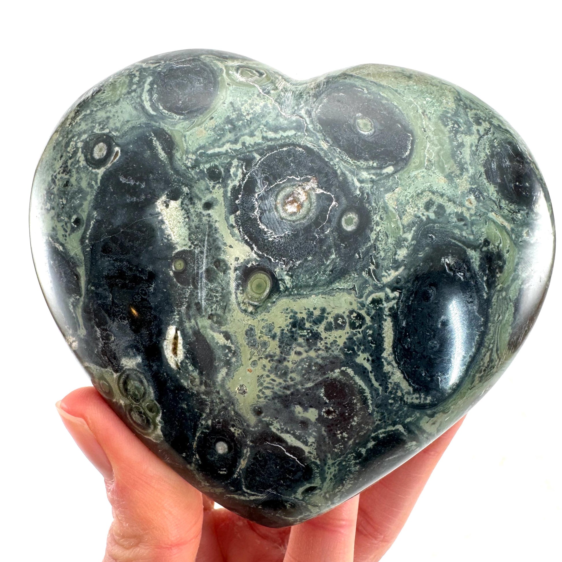 Kambaba Jasper Heart, crystal heart, heart shaped crystal, kambaba palm stone, Kambaba Jasper Palmstone