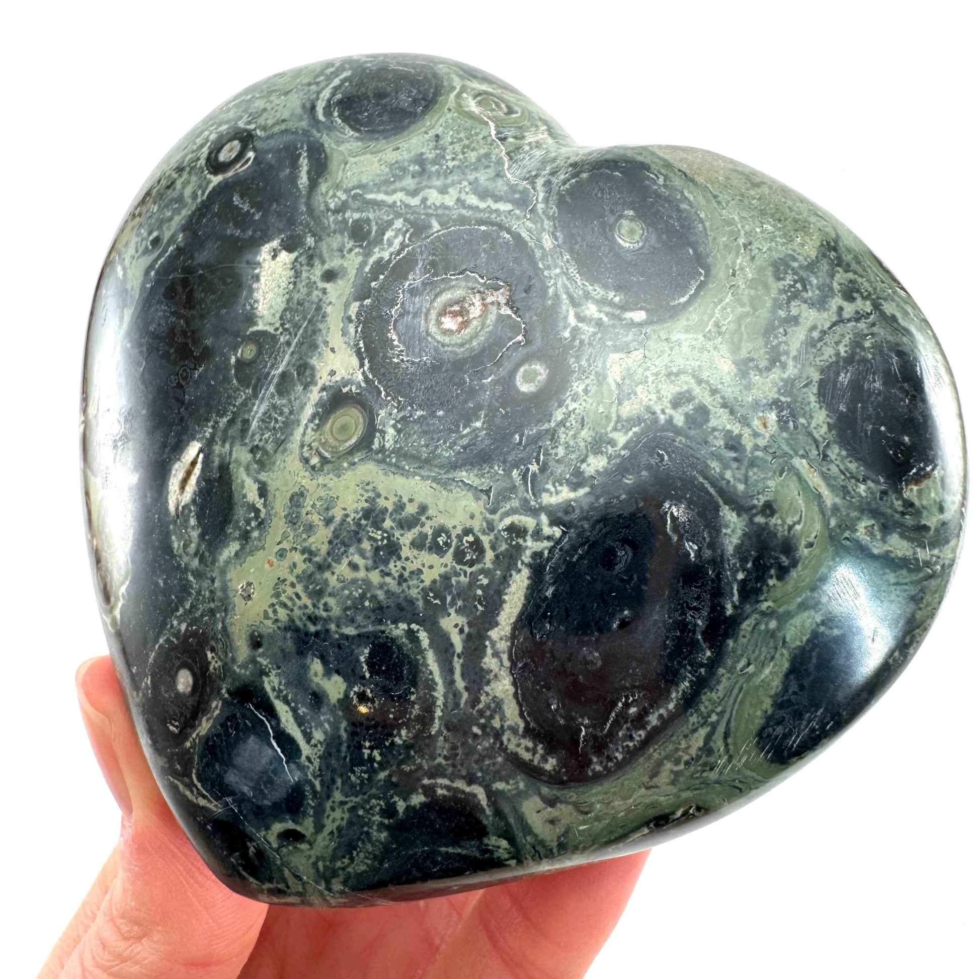 Kambaba Jasper Heart, crystal heart, heart shaped crystal, kambaba palm stone, Kambaba Jasper Palmstone