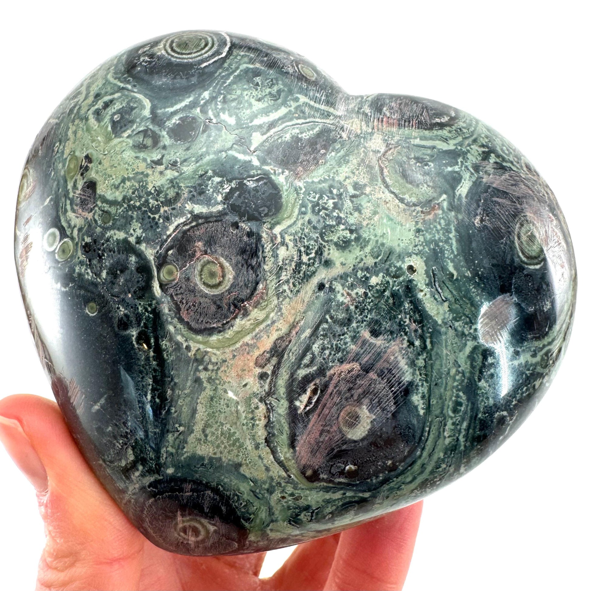 Kambaba Jasper Heart, crystal heart, heart shaped crystal, kambaba palm stone, Kambaba Jasper Palmstone