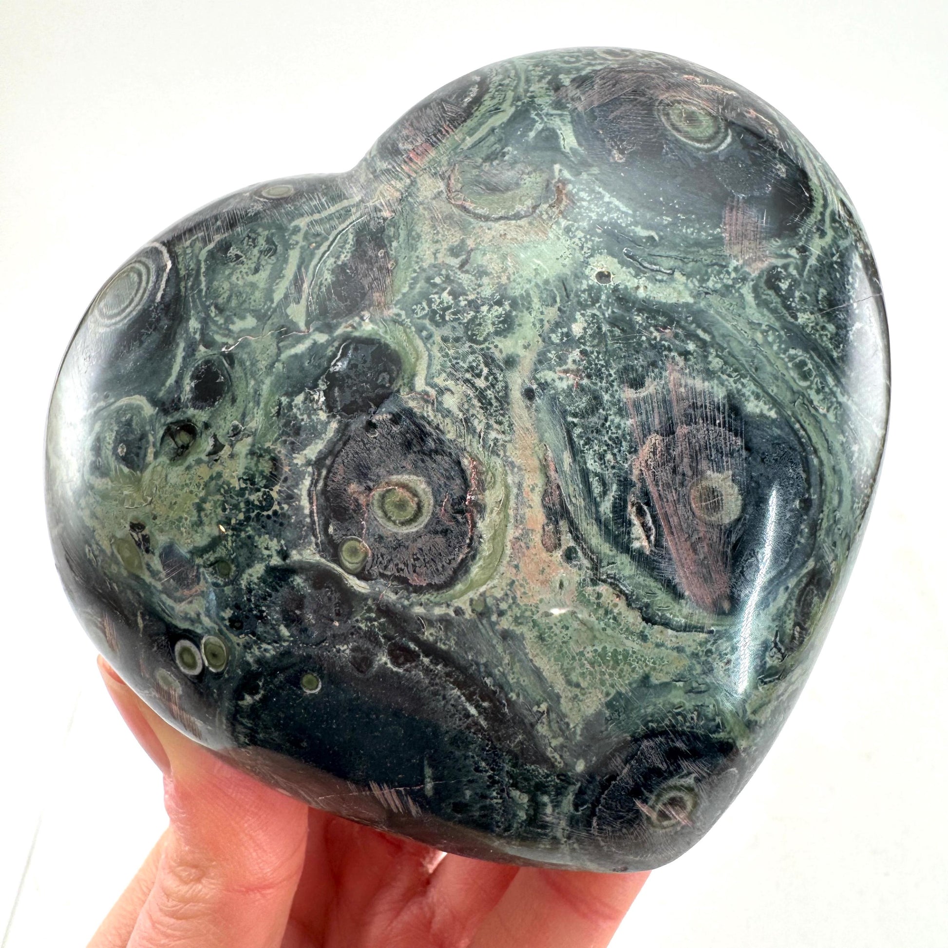 Kambaba Jasper Heart, crystal heart, heart shaped crystal, kambaba palm stone, Kambaba Jasper Palmstone