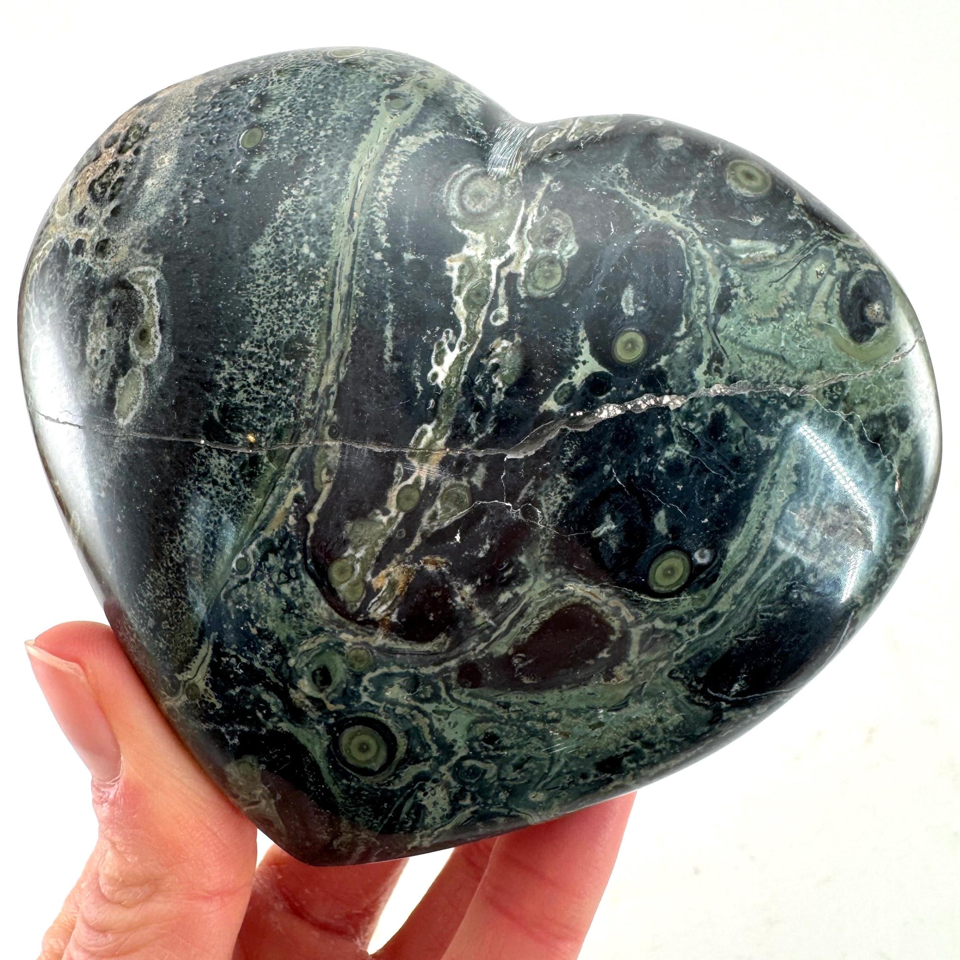 Kambaba Jasper Heart, crystal heart, heart shaped crystal, kambaba palm stone, Kambaba Jasper Palmstone