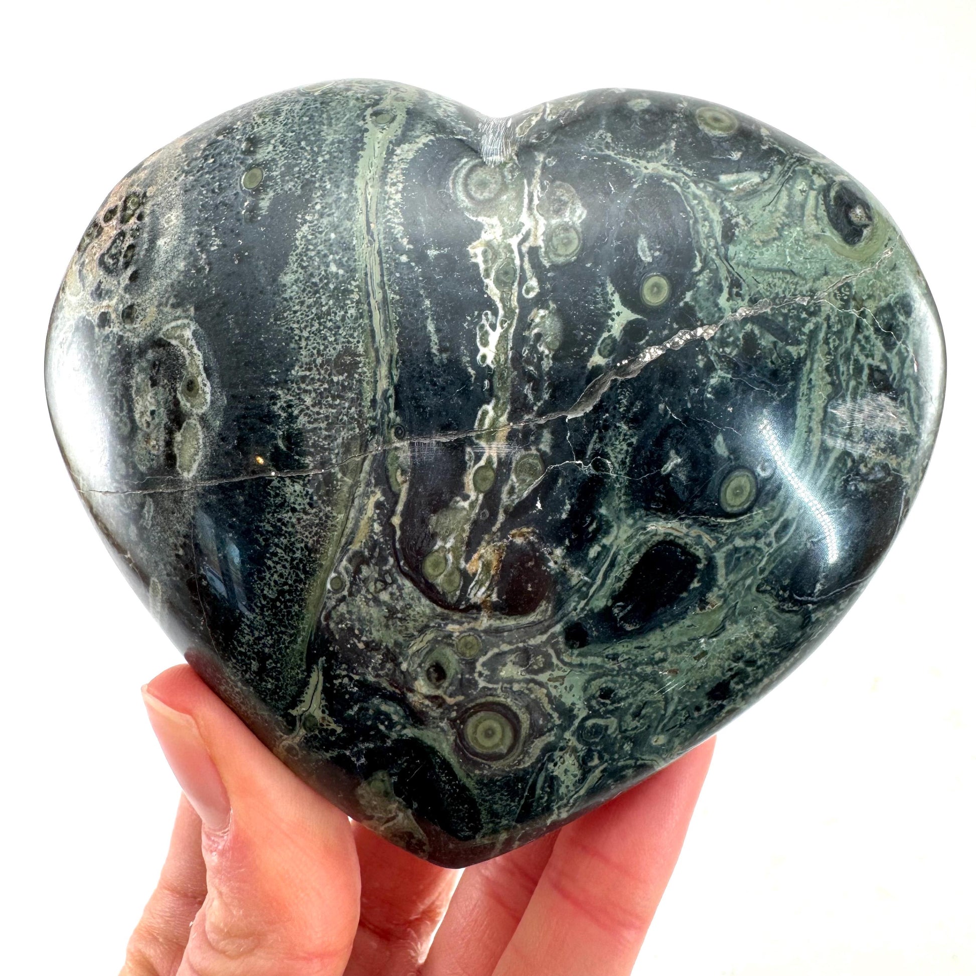 Kambaba Jasper Heart, crystal heart, heart shaped crystal, kambaba palm stone, Kambaba Jasper Palmstone