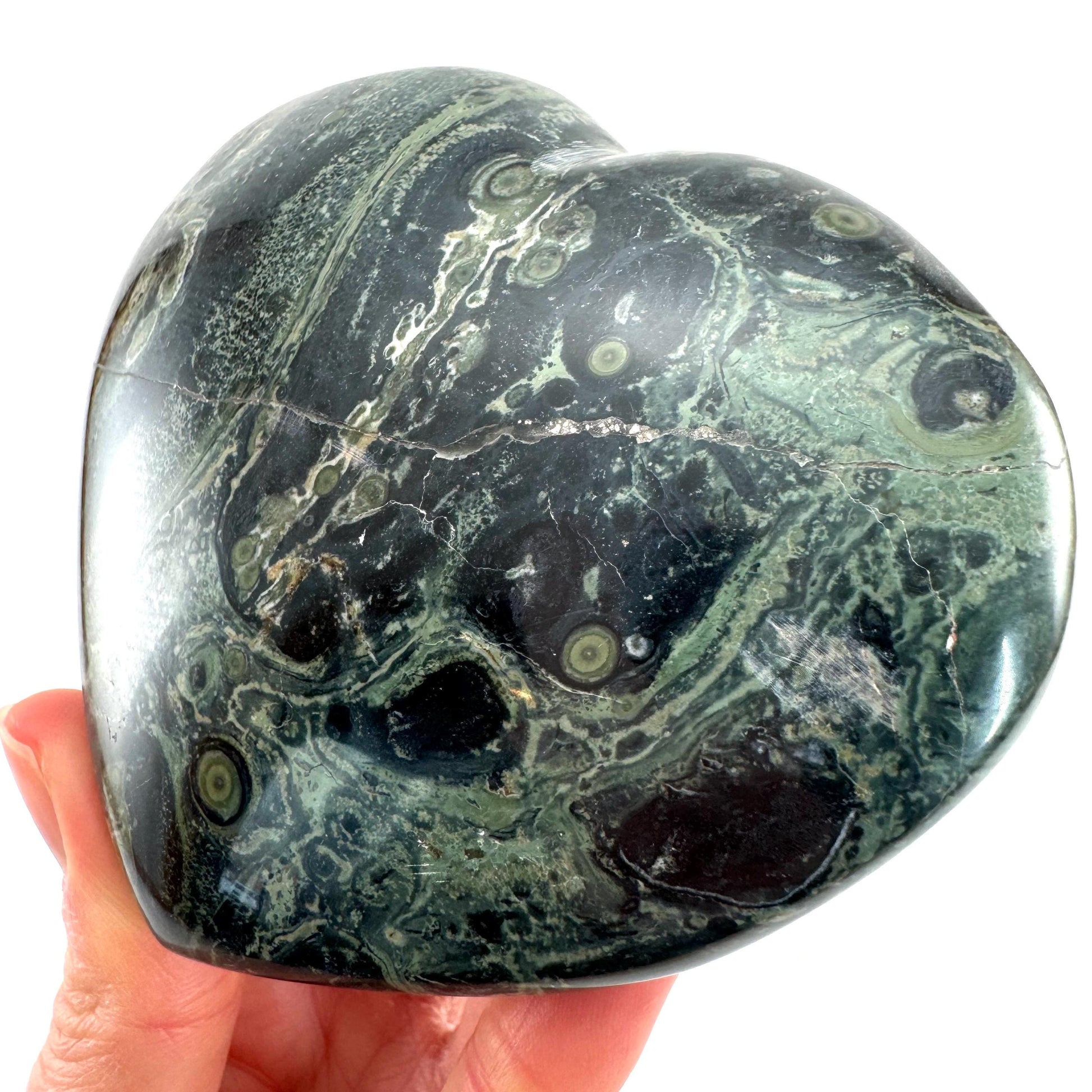 Kambaba Jasper Heart, crystal heart, heart shaped crystal, kambaba palm stone, Kambaba Jasper Palmstone