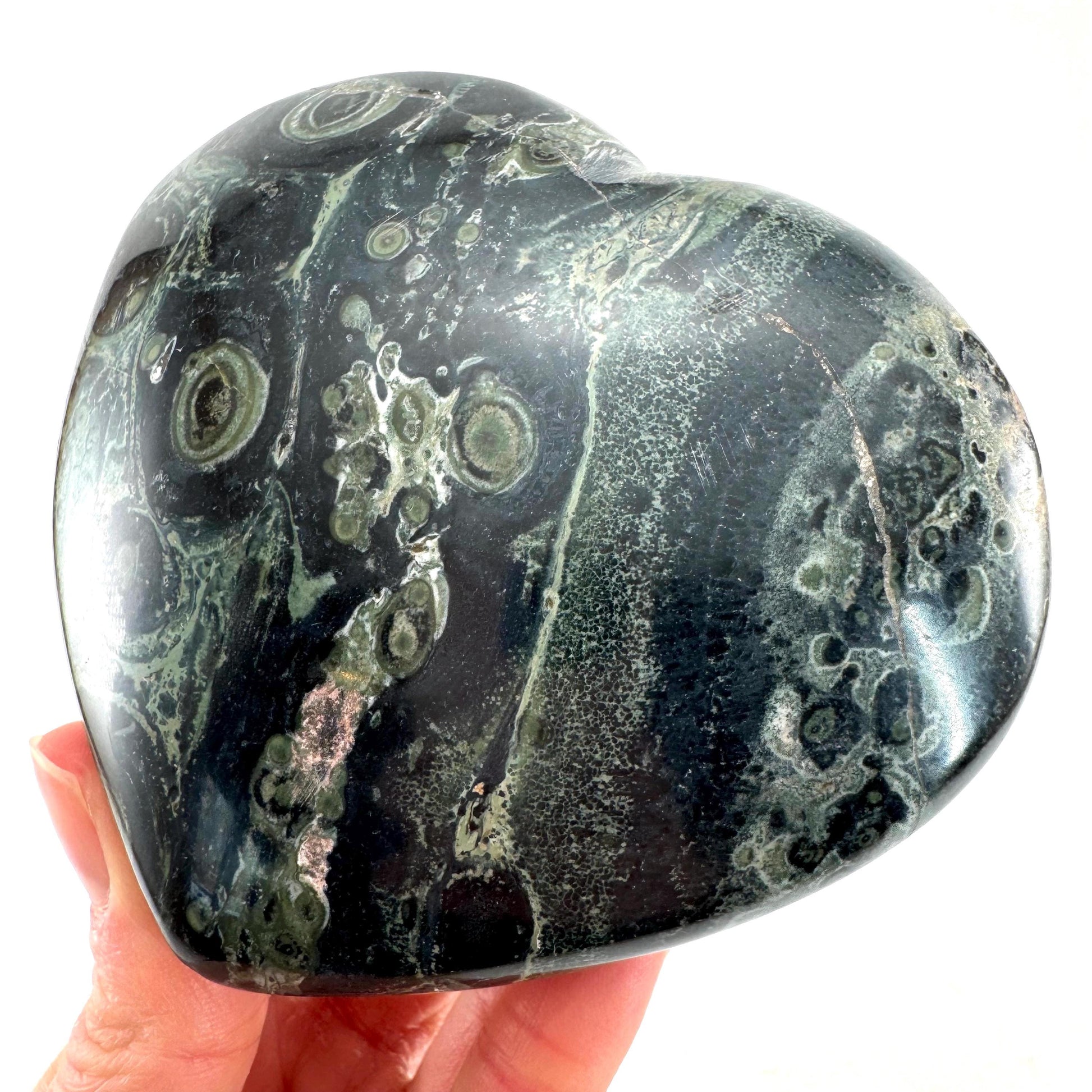 Kambaba Jasper Heart, crystal heart, heart shaped crystal, kambaba palm stone, Kambaba Jasper Palmstone