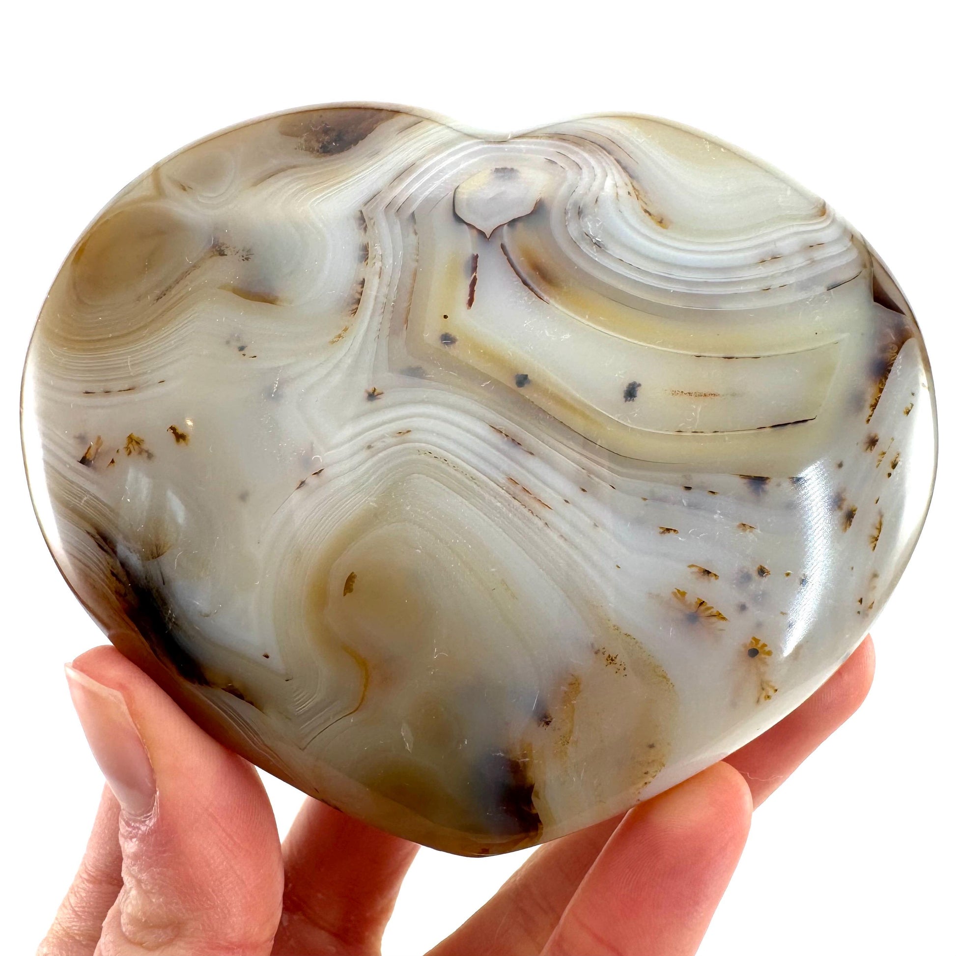 Dendritic agate heart, dendritic agate, crystal heart, dendritic agate palm stone