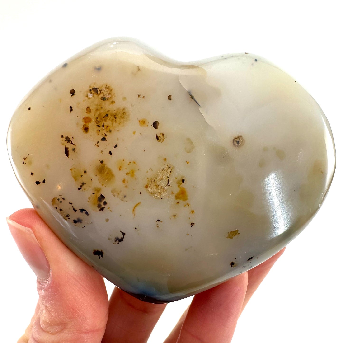 Dendritic agate heart, dendritic agate, crystal heart, dendritic agate palm stone