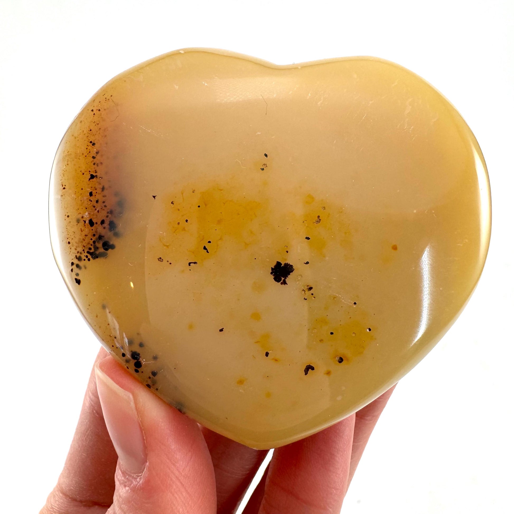 Dendritic agate heart, dendritic agate, crystal heart, dendritic agate palm stone