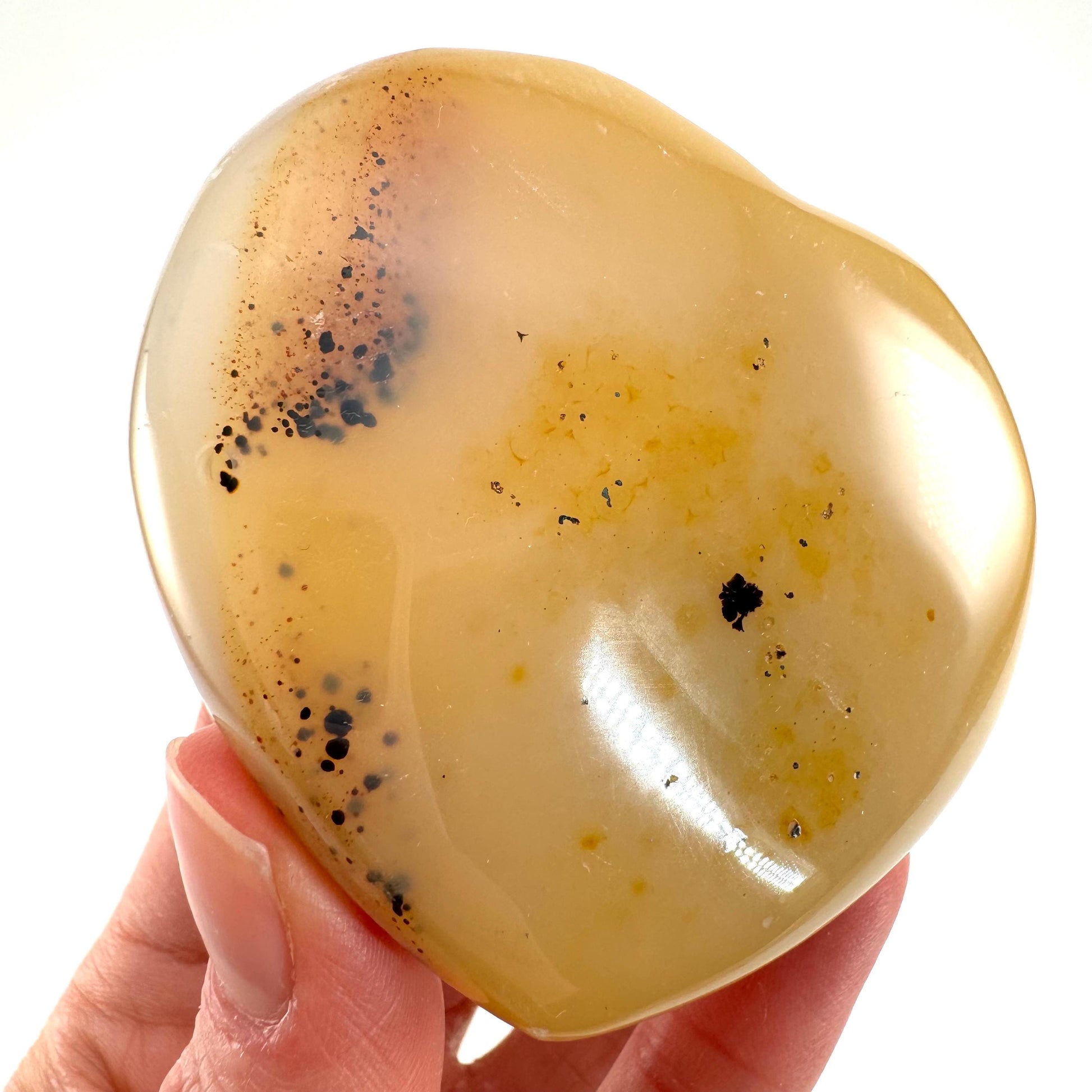 Dendritic agate heart, dendritic agate, crystal heart, dendritic agate palm stone