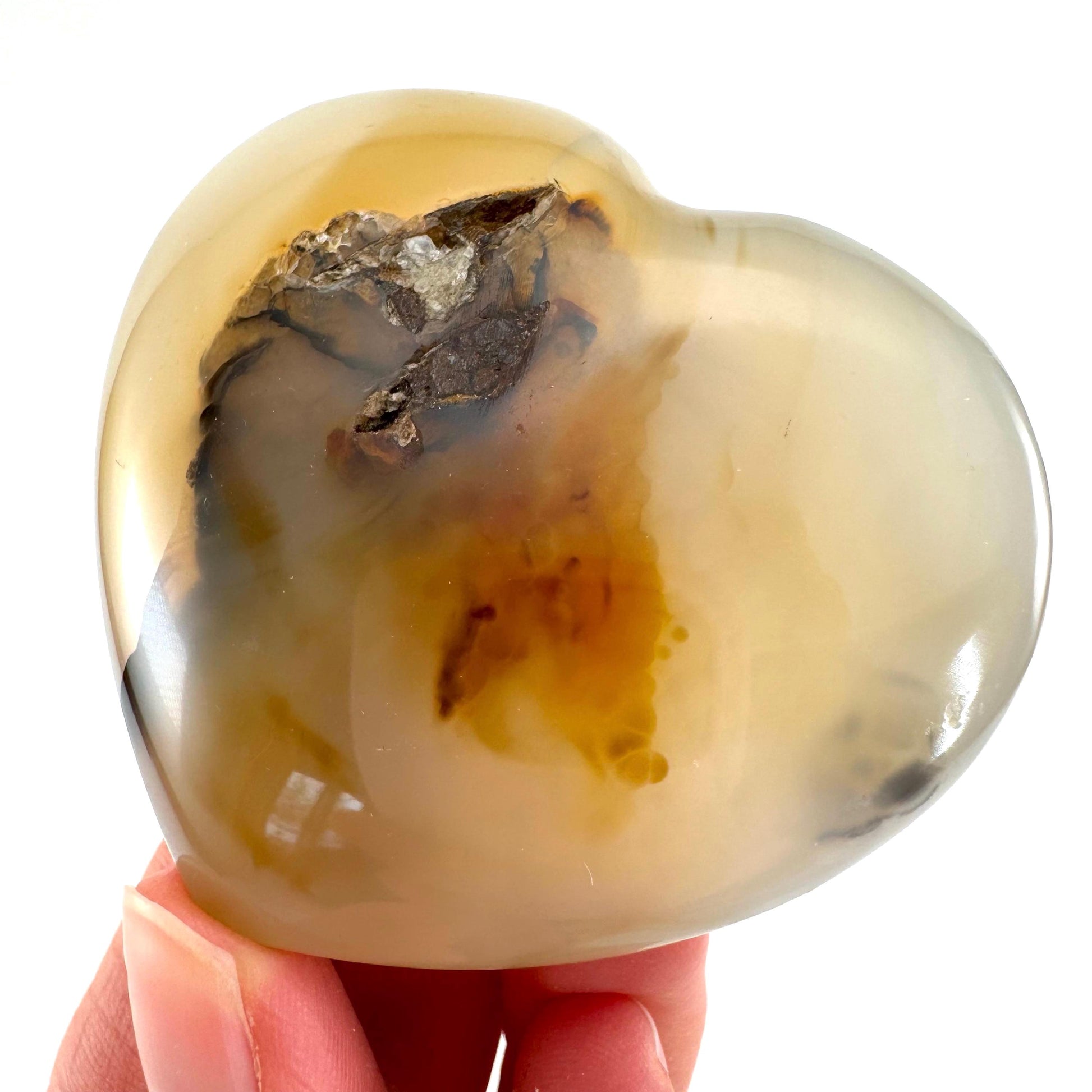 Dendritic agate heart, dendritic agate, crystal heart, dendritic agate palm stone