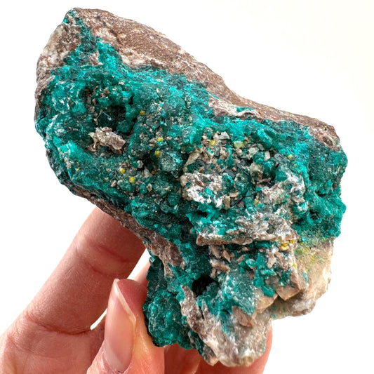 Dioptase with Mimetite (Congo) | mineral specimen, raw dioptase, dioptase crystal