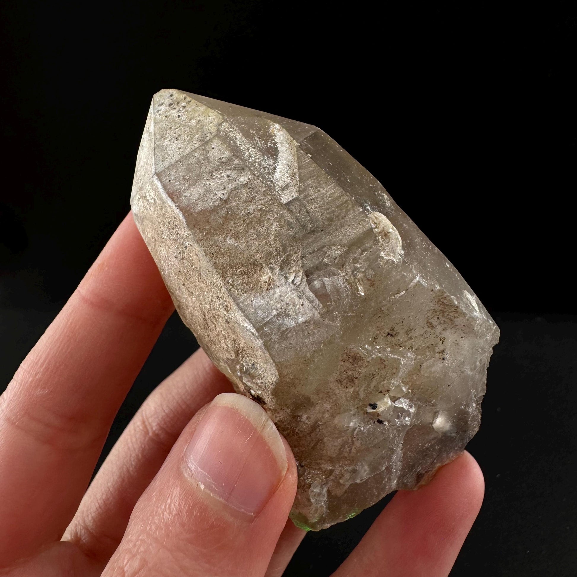 Smoky Quartz w/ Hyalite Opal & Fluorite (Namibia), UV reactive hyalite opal, smoky quartz crystal, rare minerals, fluorescent crystals