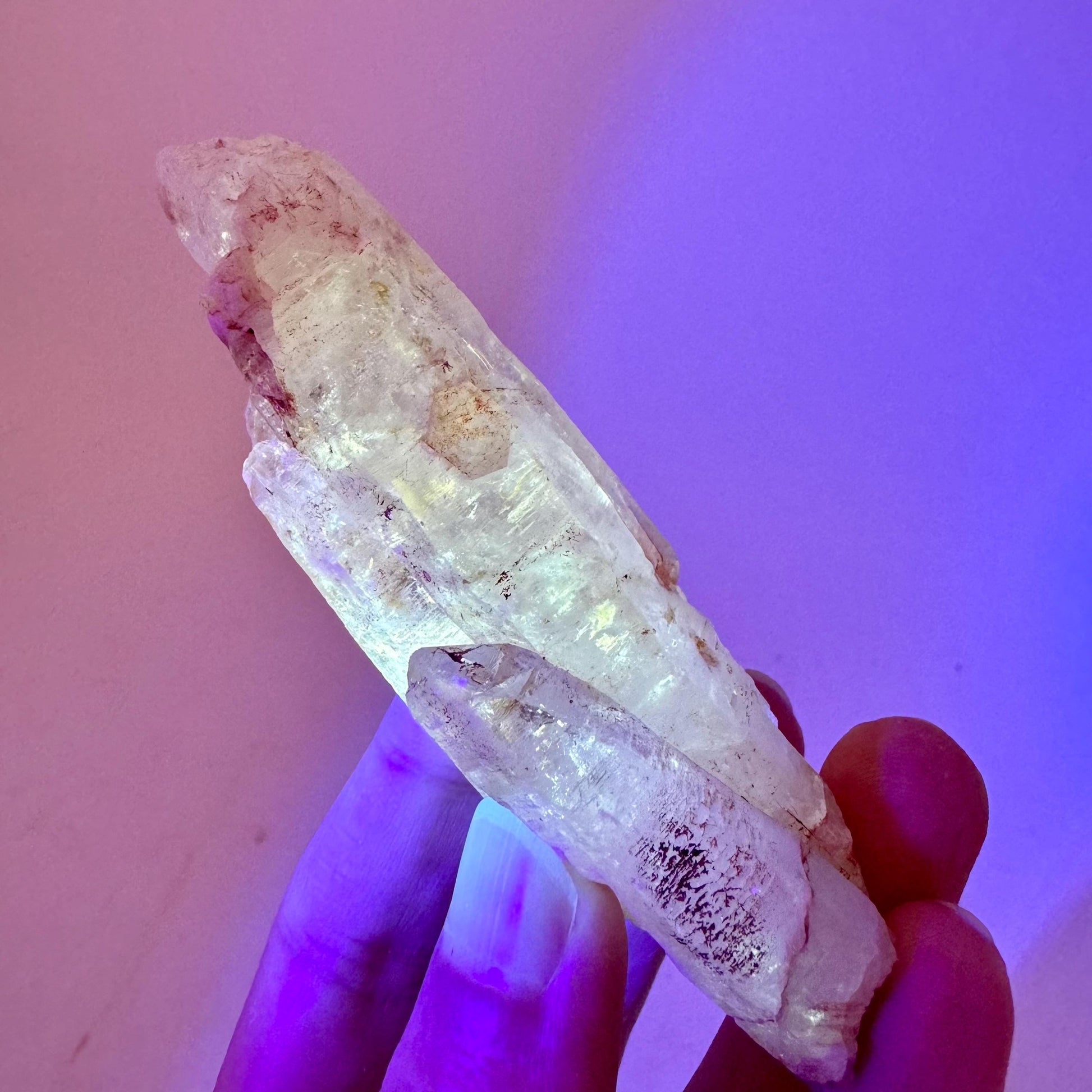 UV Reactive Petroleum Quartz Point (Madagascar) | natural petroleum quartz crystal, UV reactive crystal, enhydro quartz, firefly quartz