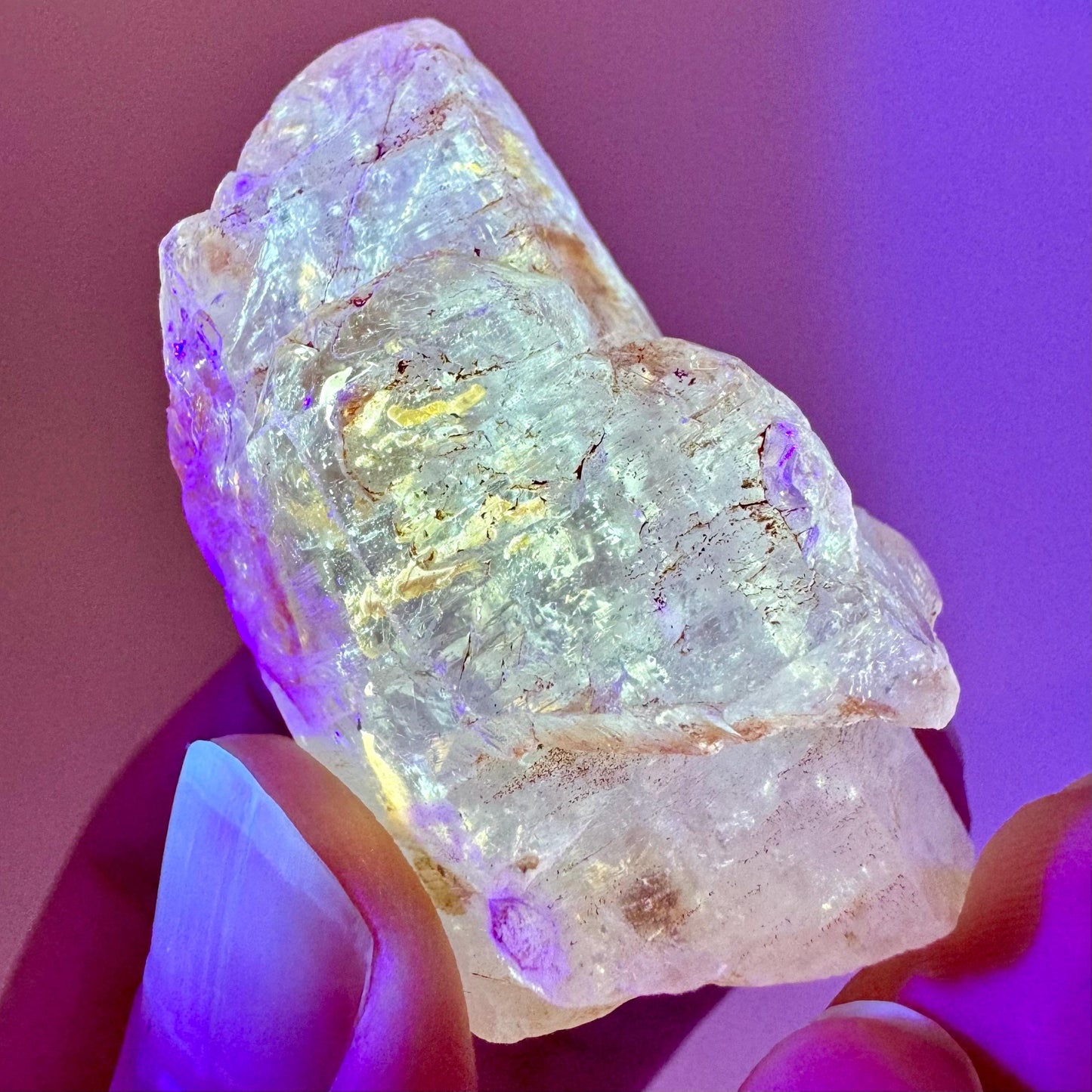 UV Reactive Petroleum Quartz Point (Madagascar) | natural petroleum quartz crystal, UV reactive crystal, enhydro quartz, firefly quartz