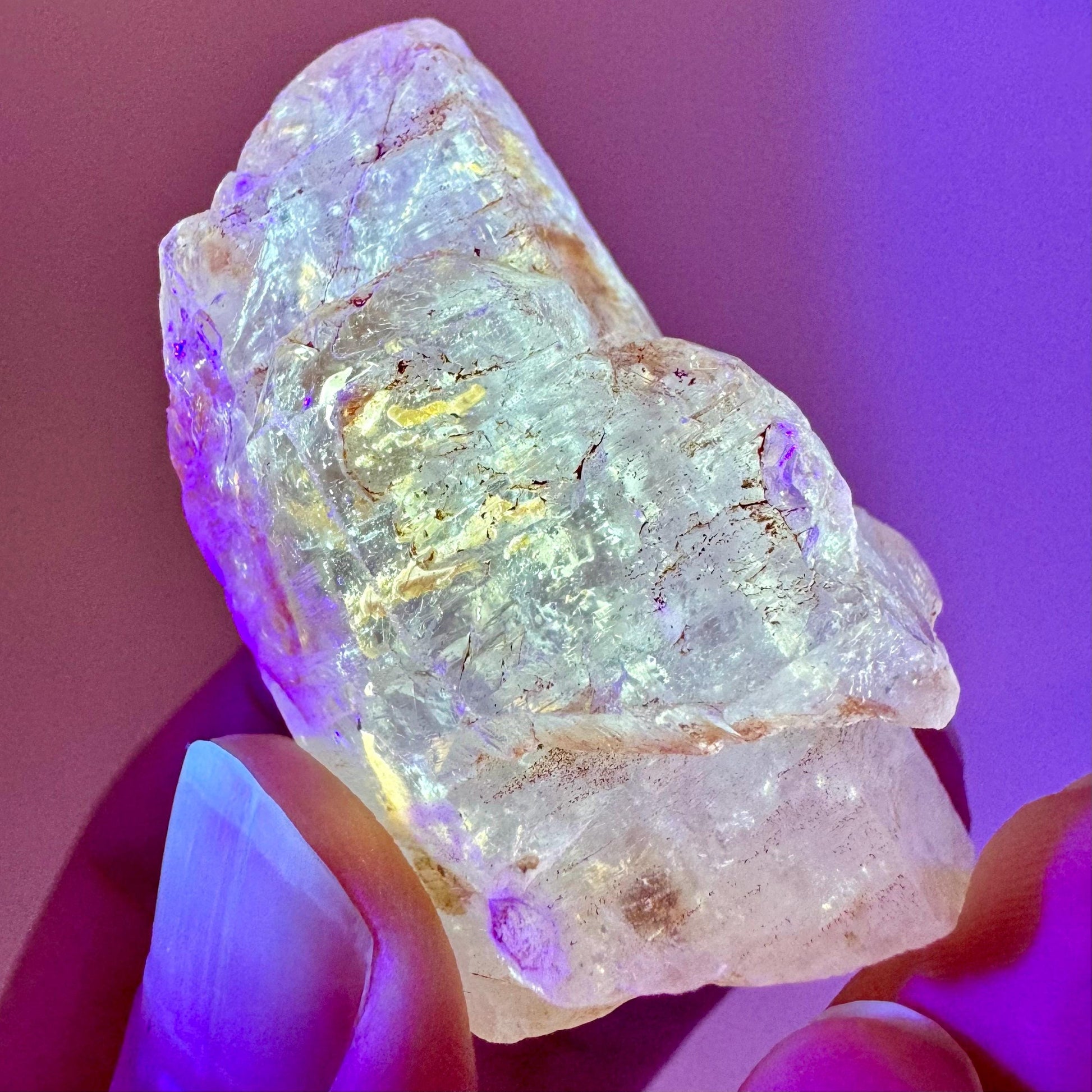 UV Reactive Petroleum Quartz Point (Madagascar) | natural petroleum quartz crystal, UV reactive crystal, enhydro quartz, firefly quartz