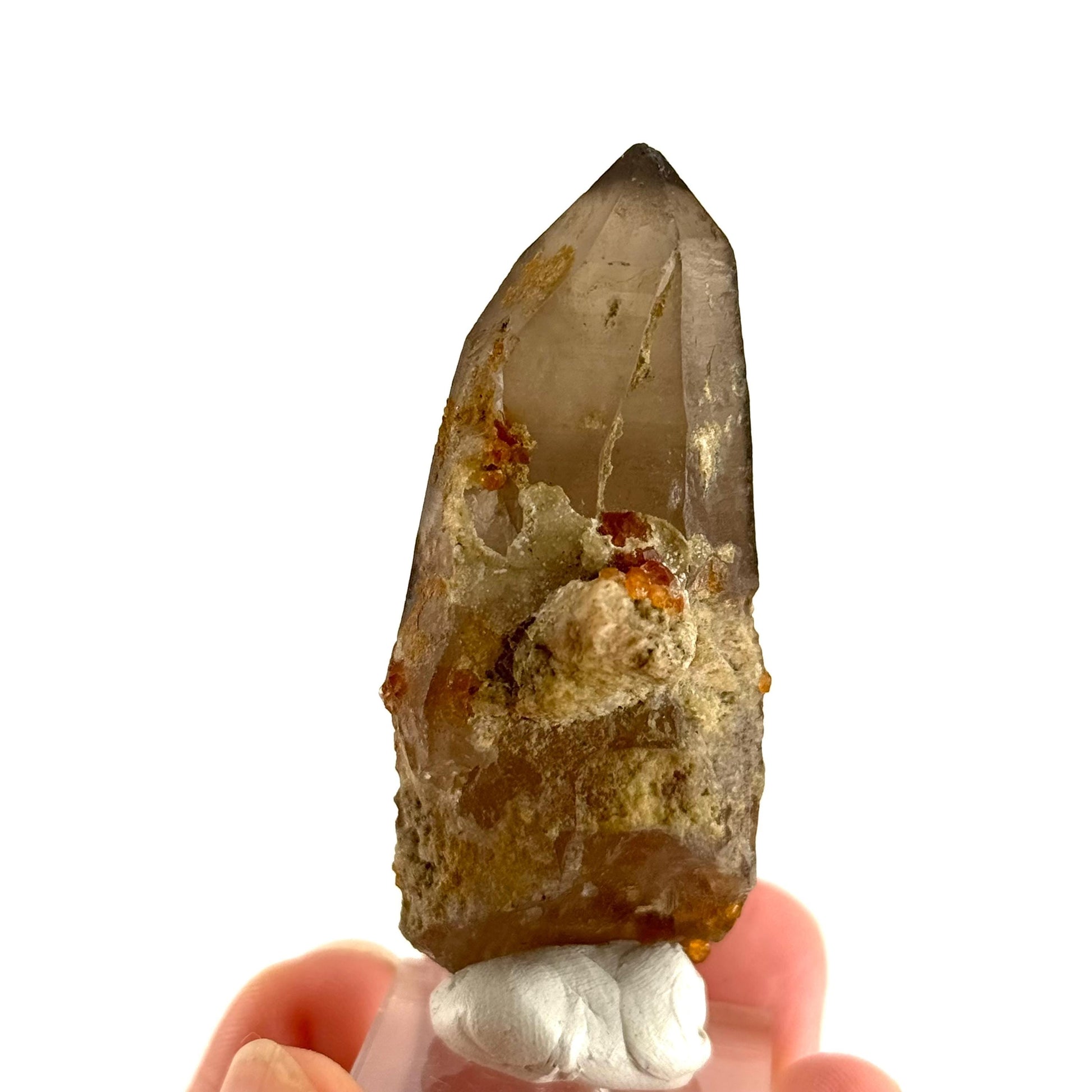 Spessartine Garnet on Smoky Quartz (China) | garnet crystal, rare crystals, orange garnet, mineral specimen