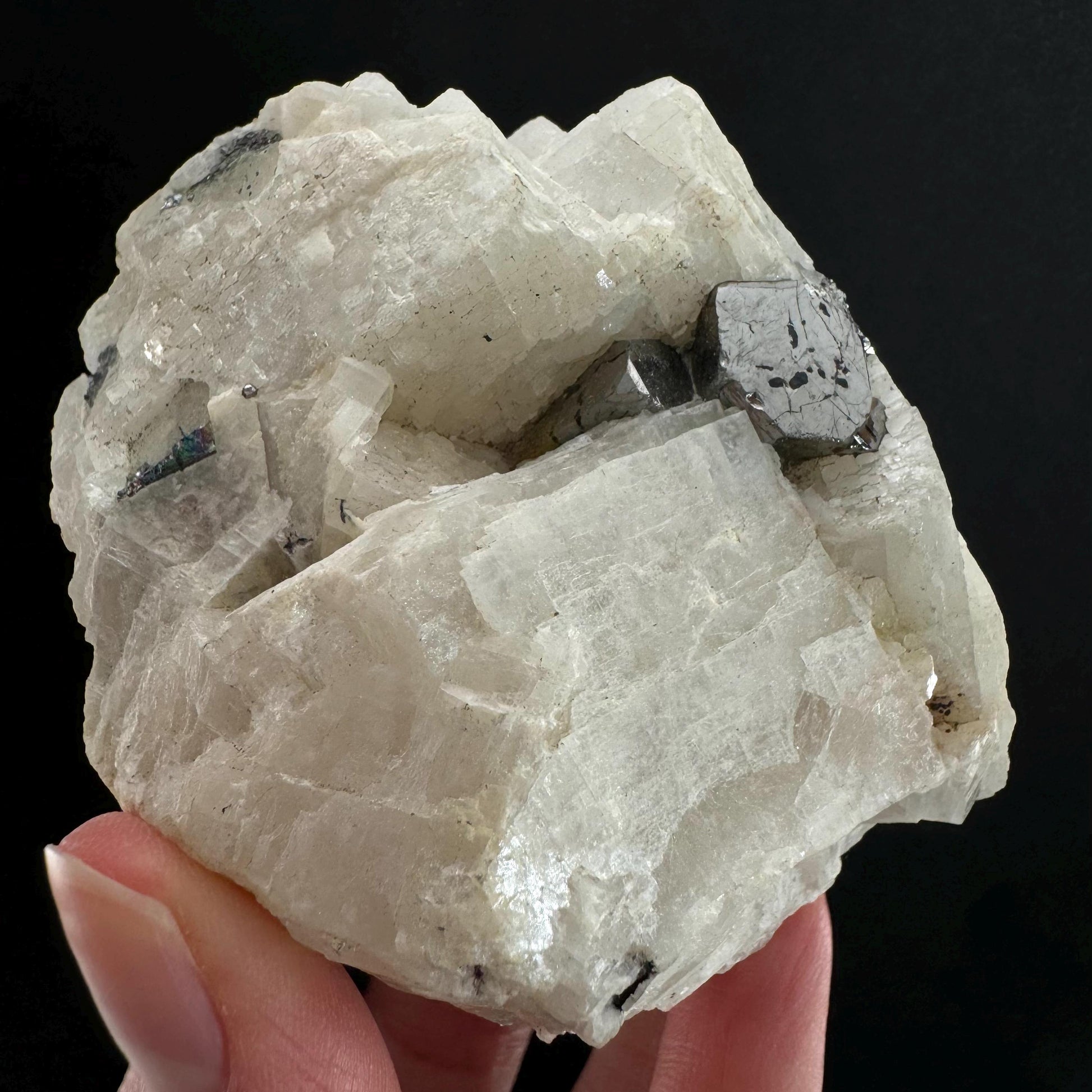 Rare! Carrollite in Calcite Specimen (DR Congo) | carrollite crystal, mineral specimen, rare minerals, rare gems
