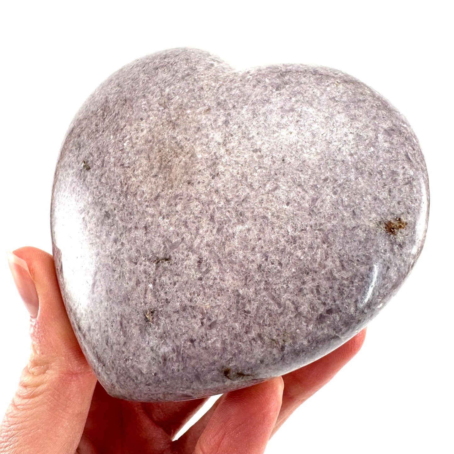 Lepidolite Heart, crystal heart, lepidolite crystal, lepidolite palm stone
