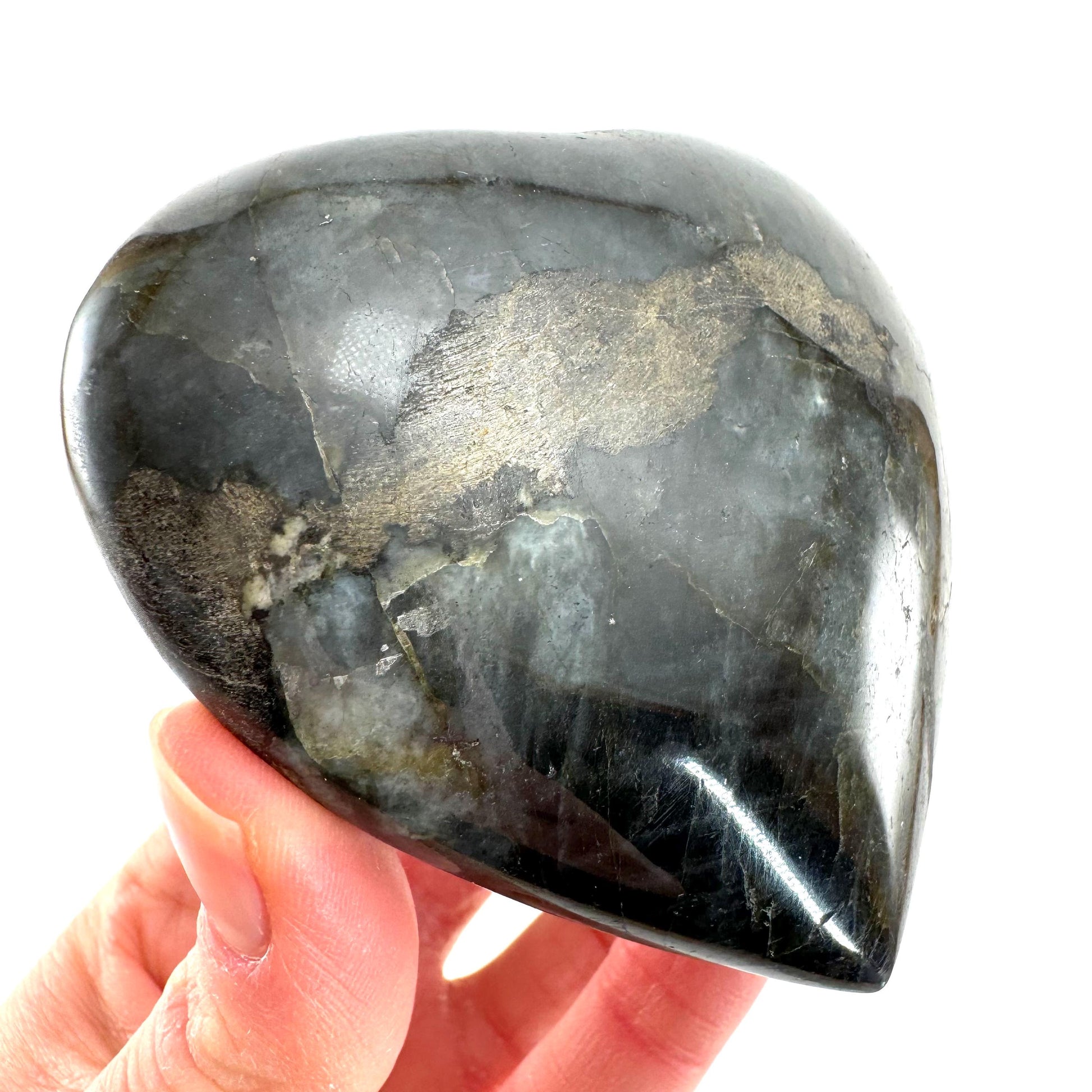 Labradorite heart, crystal heart, flashy labradorite, polished labradorite