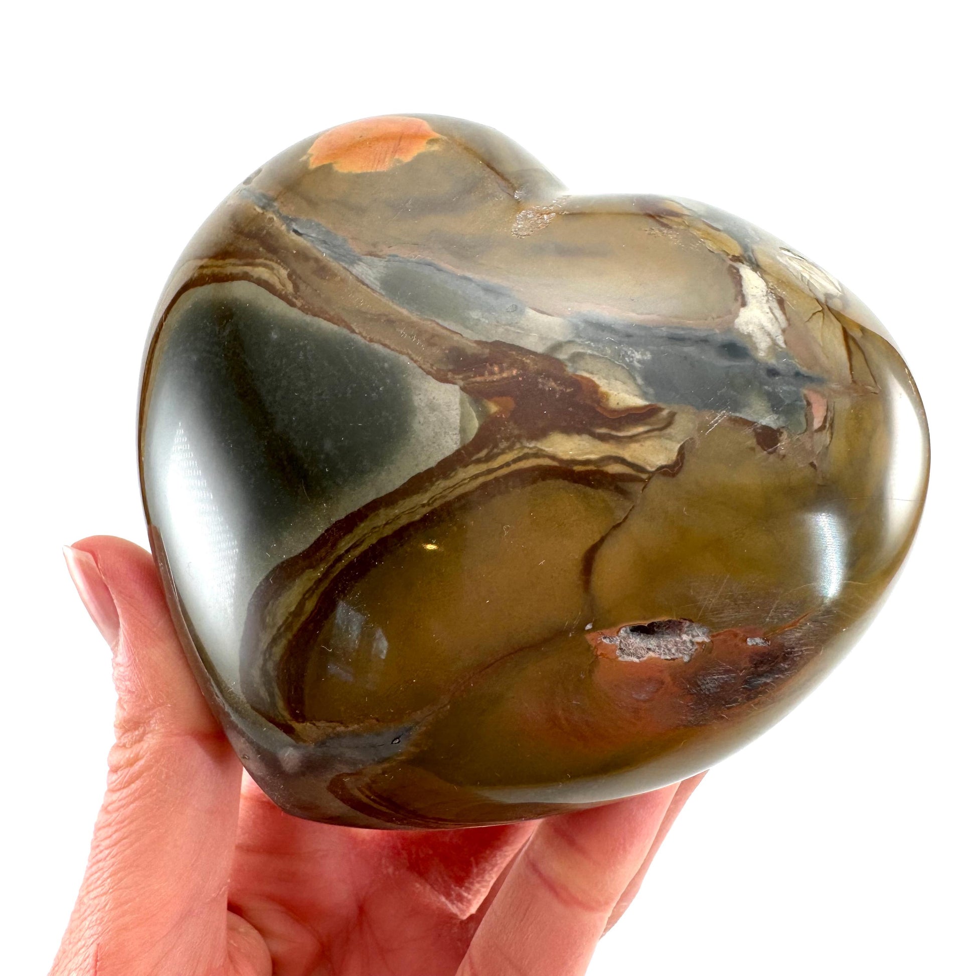 Polychrome Jasper heart, desert jasper heart, crystal heart, Palmstone, desert jasper