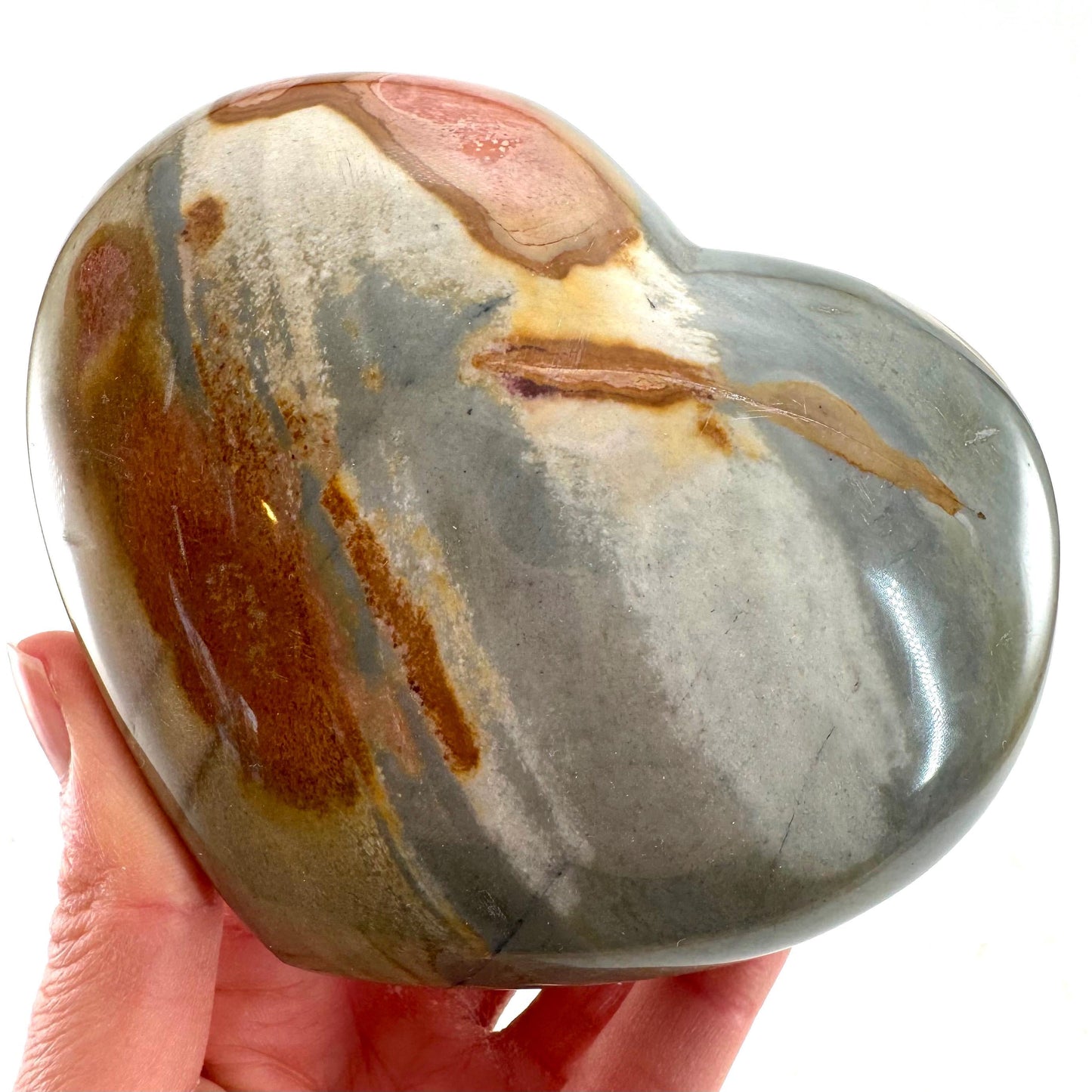 Polychrome Jasper heart, desert jasper heart, crystal heart, Palmstone, desert jasper