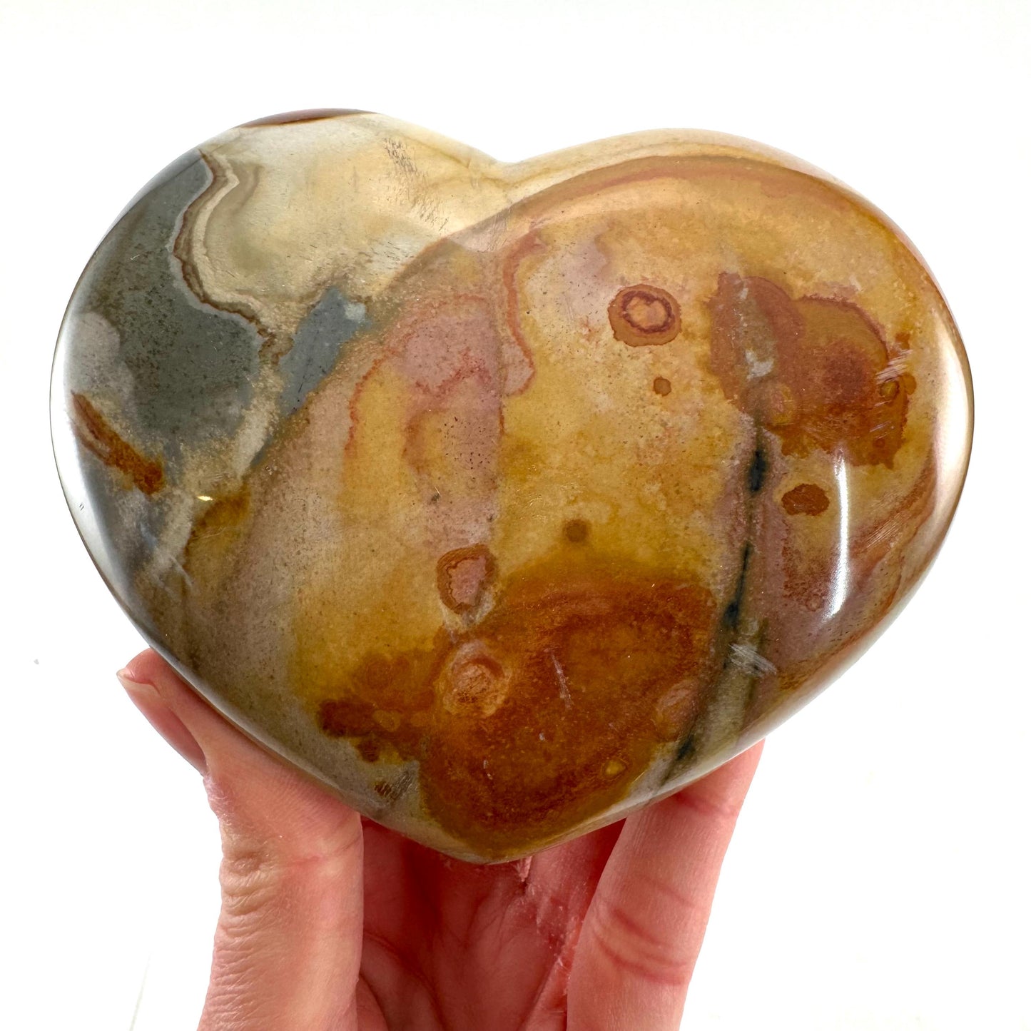 Polychrome Jasper heart, desert jasper heart, crystal heart, Palmstone, desert jasper