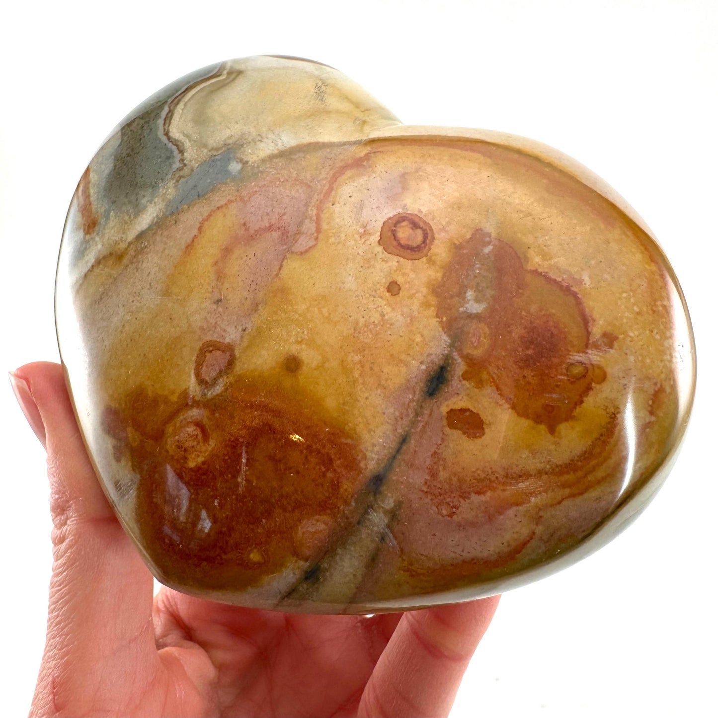 Polychrome Jasper heart, desert jasper heart, crystal heart, Palmstone, desert jasper