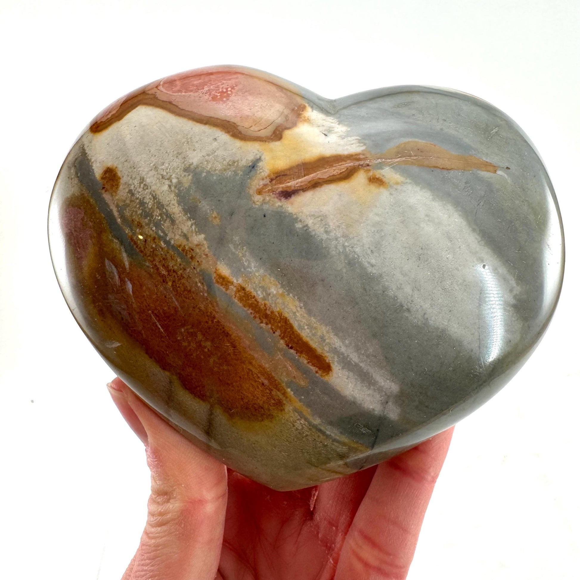 Polychrome Jasper heart, desert jasper heart, crystal heart, Palmstone, desert jasper
