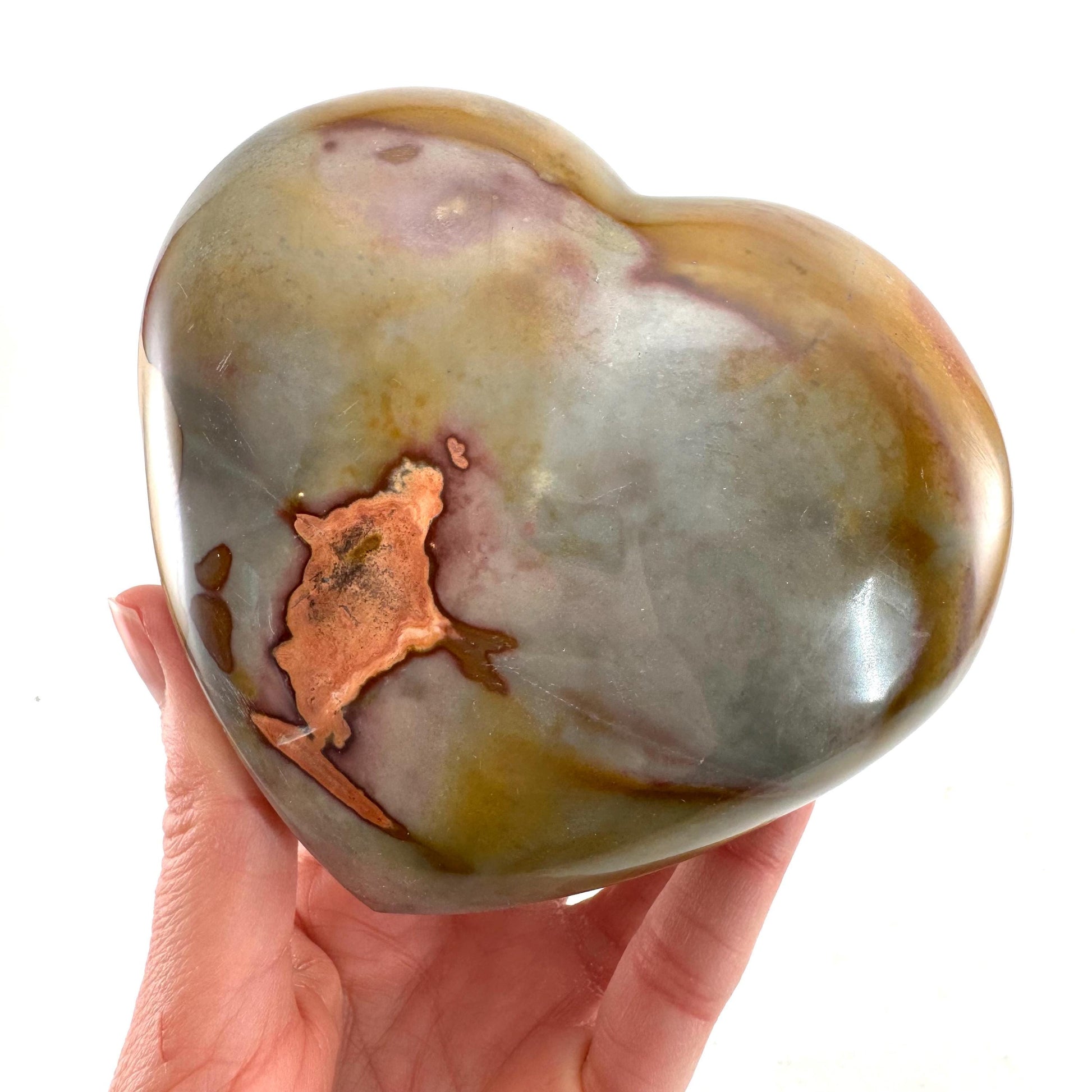 Polychrome Jasper heart, desert jasper heart, crystal heart, Palmstone, desert jasper