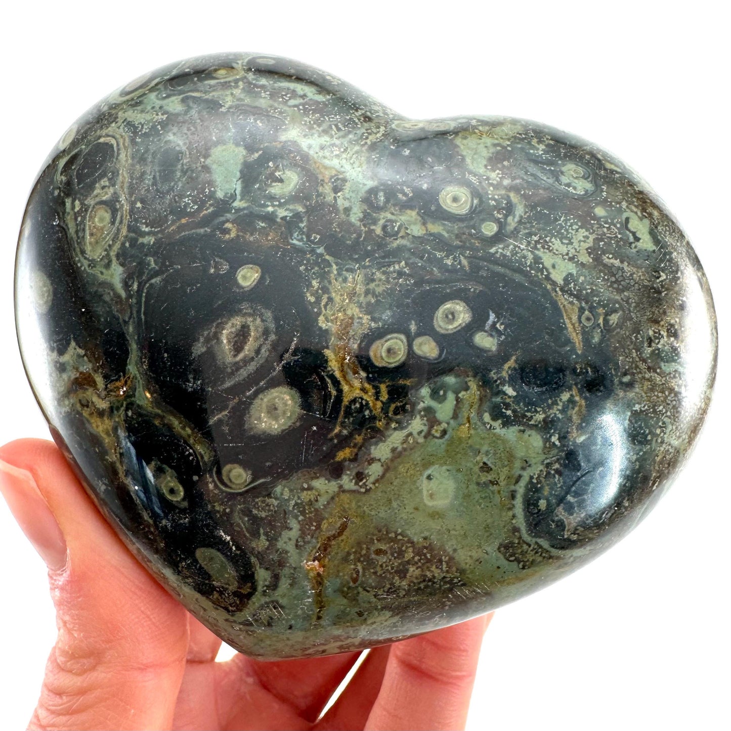Kambaba Jasper Heart, crystal heart, heart shaped crystal, kambaba palm stone, Kambaba Jasper Palmstone
