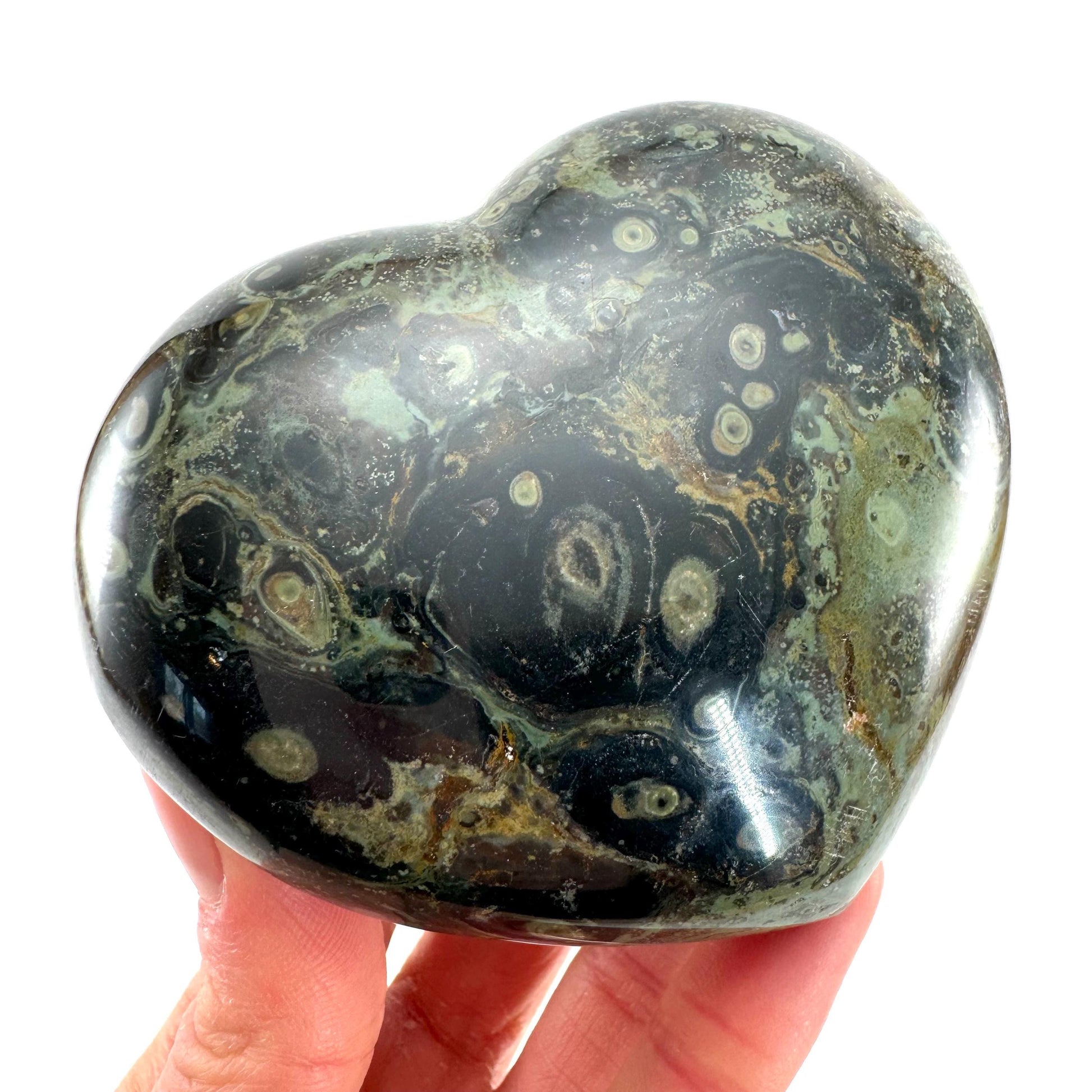 Kambaba Jasper Heart, crystal heart, heart shaped crystal, kambaba palm stone, Kambaba Jasper Palmstone