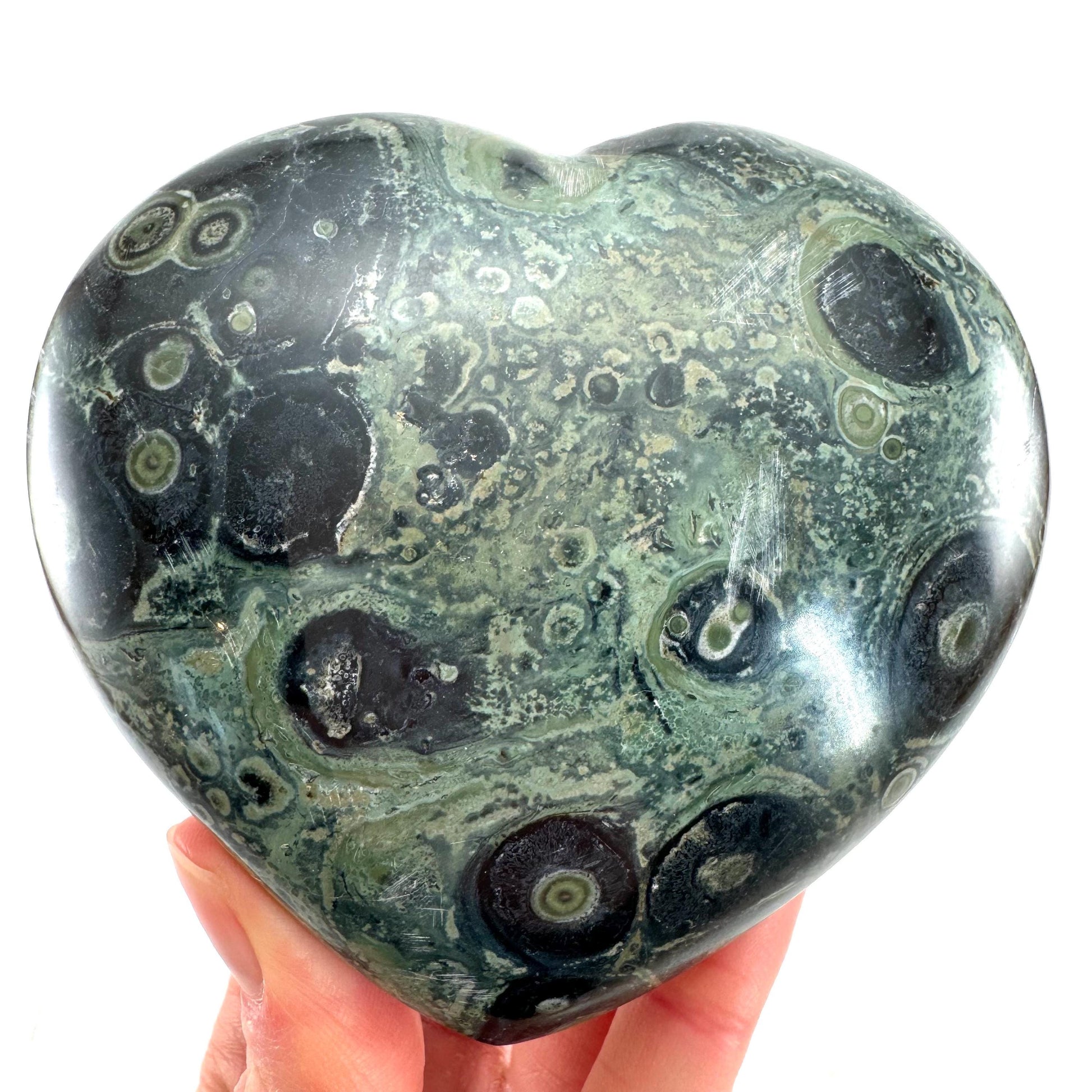 Kambaba Jasper Heart, crystal heart, heart shaped crystal, kambaba palm stone, Kambaba Jasper Palmstone