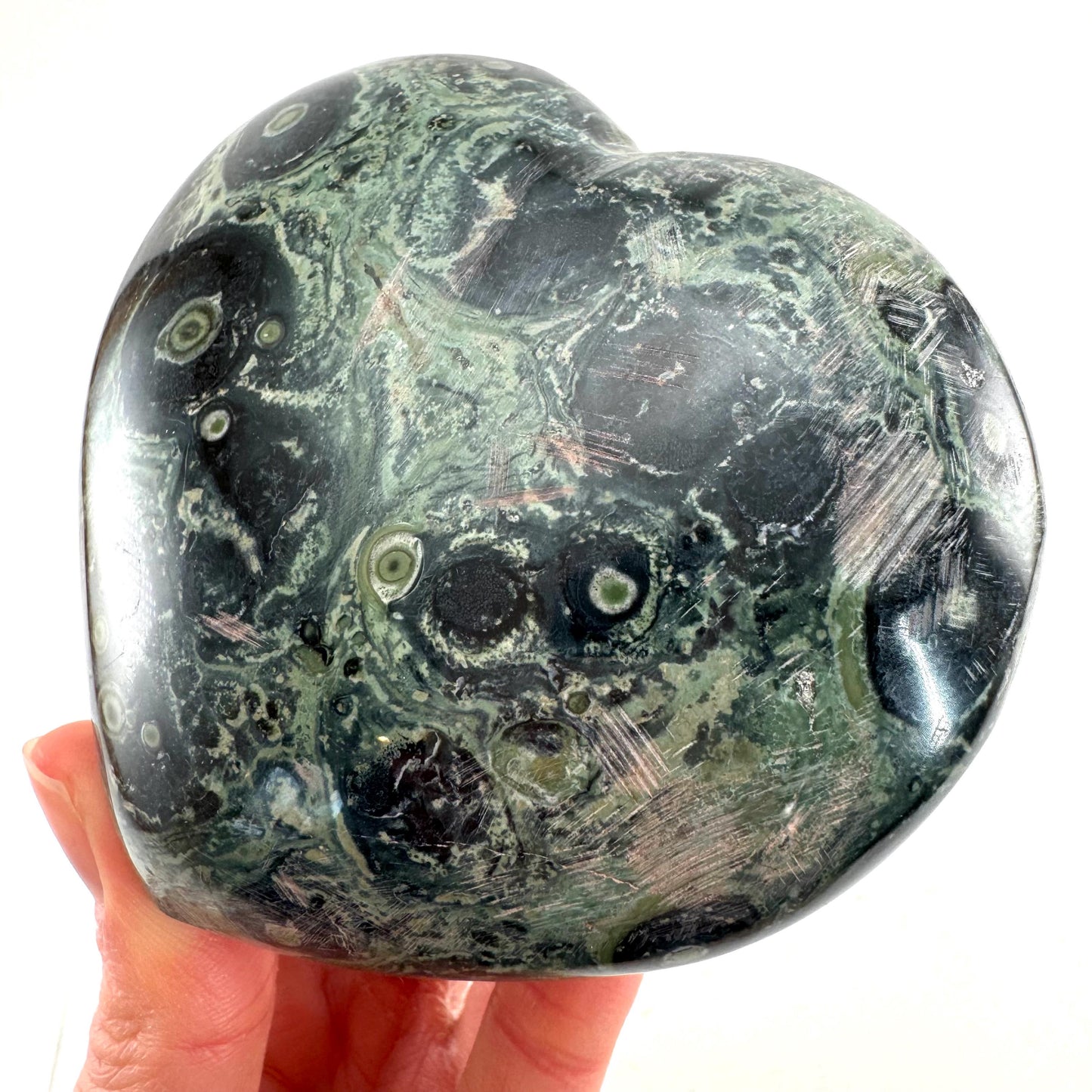 Kambaba Jasper Heart, crystal heart, heart shaped crystal, kambaba palm stone, Kambaba Jasper Palmstone