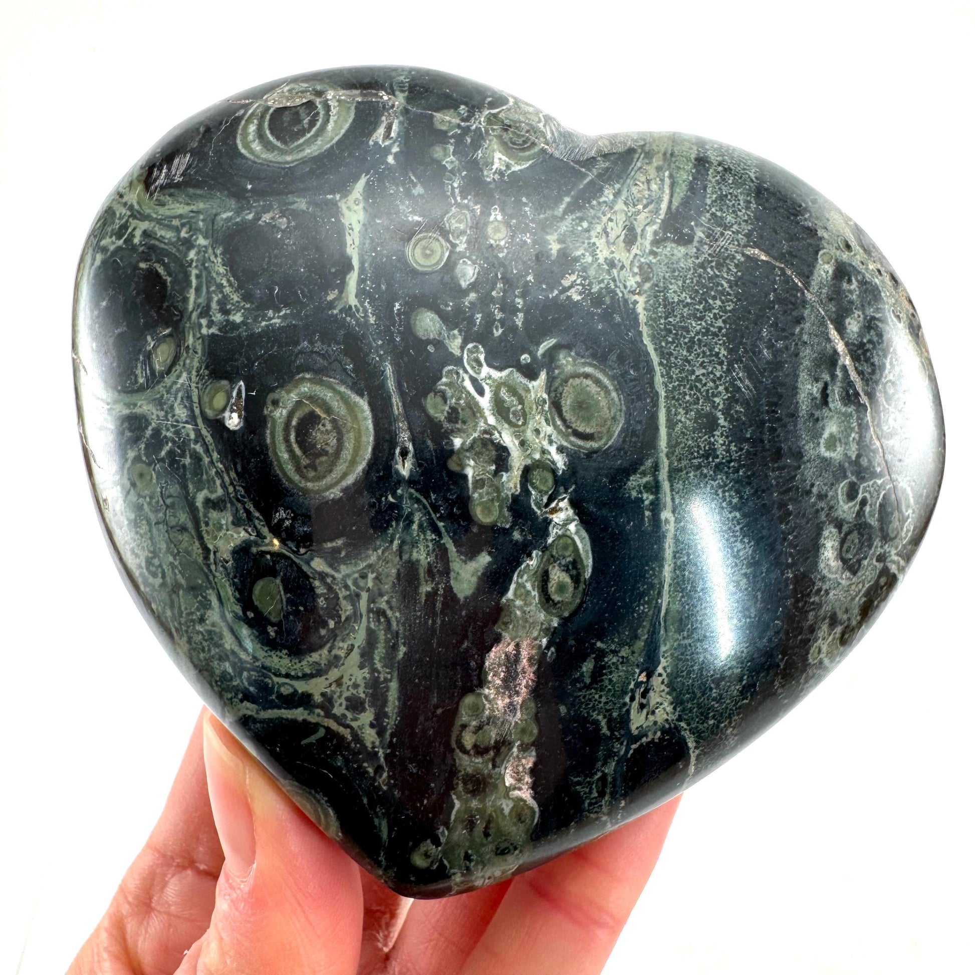 Kambaba Jasper Heart, crystal heart, heart shaped crystal, kambaba palm stone, Kambaba Jasper Palmstone