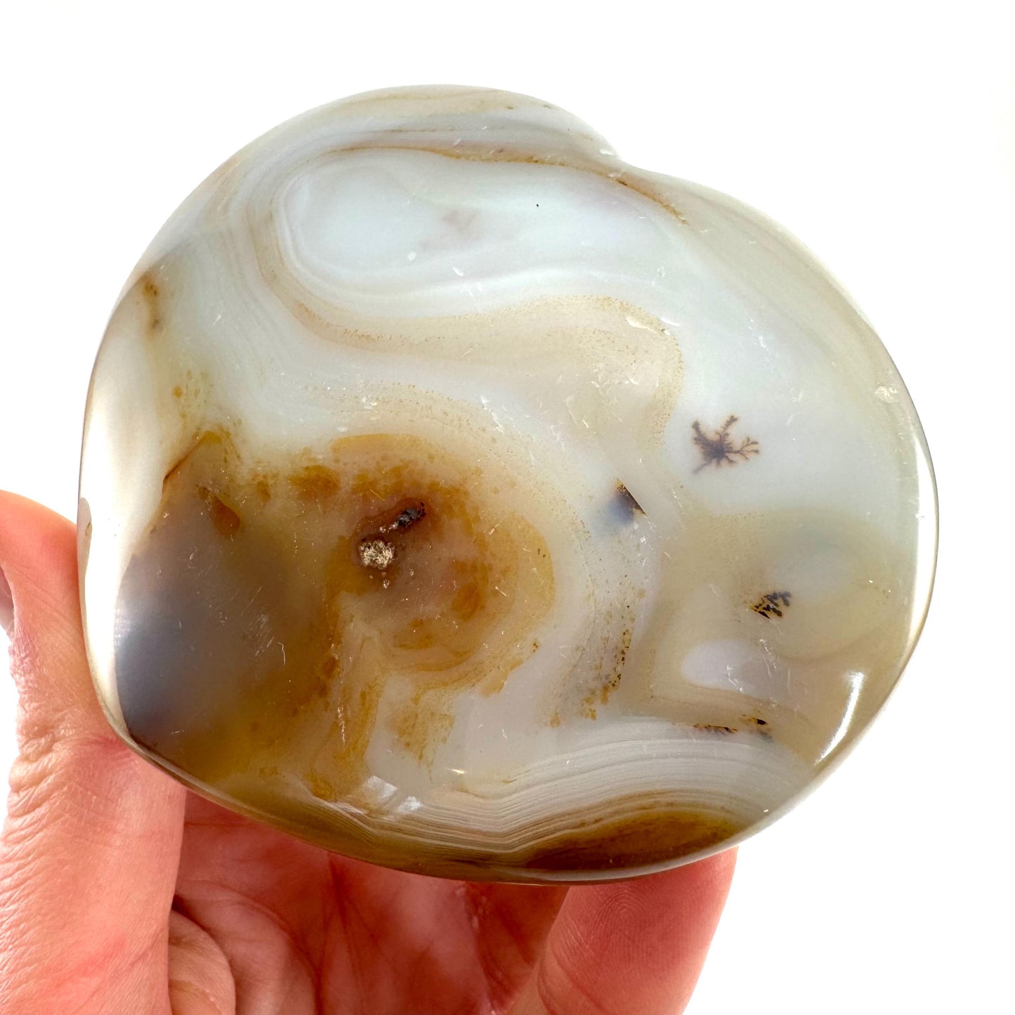 Dendritic agate heart, dendritic agate, crystal heart, dendritic agate palm stone