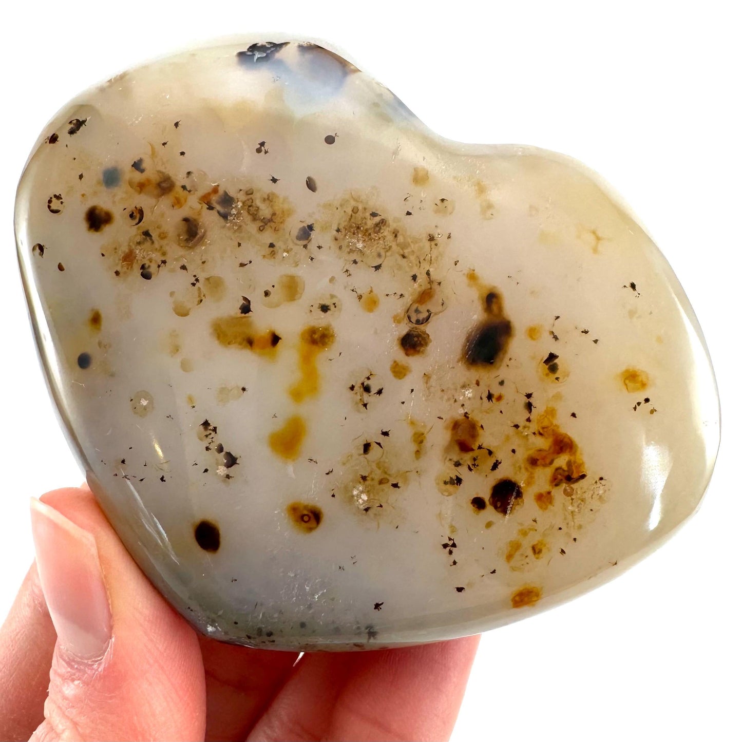 Dendritic agate heart, dendritic agate, crystal heart, dendritic agate palm stone