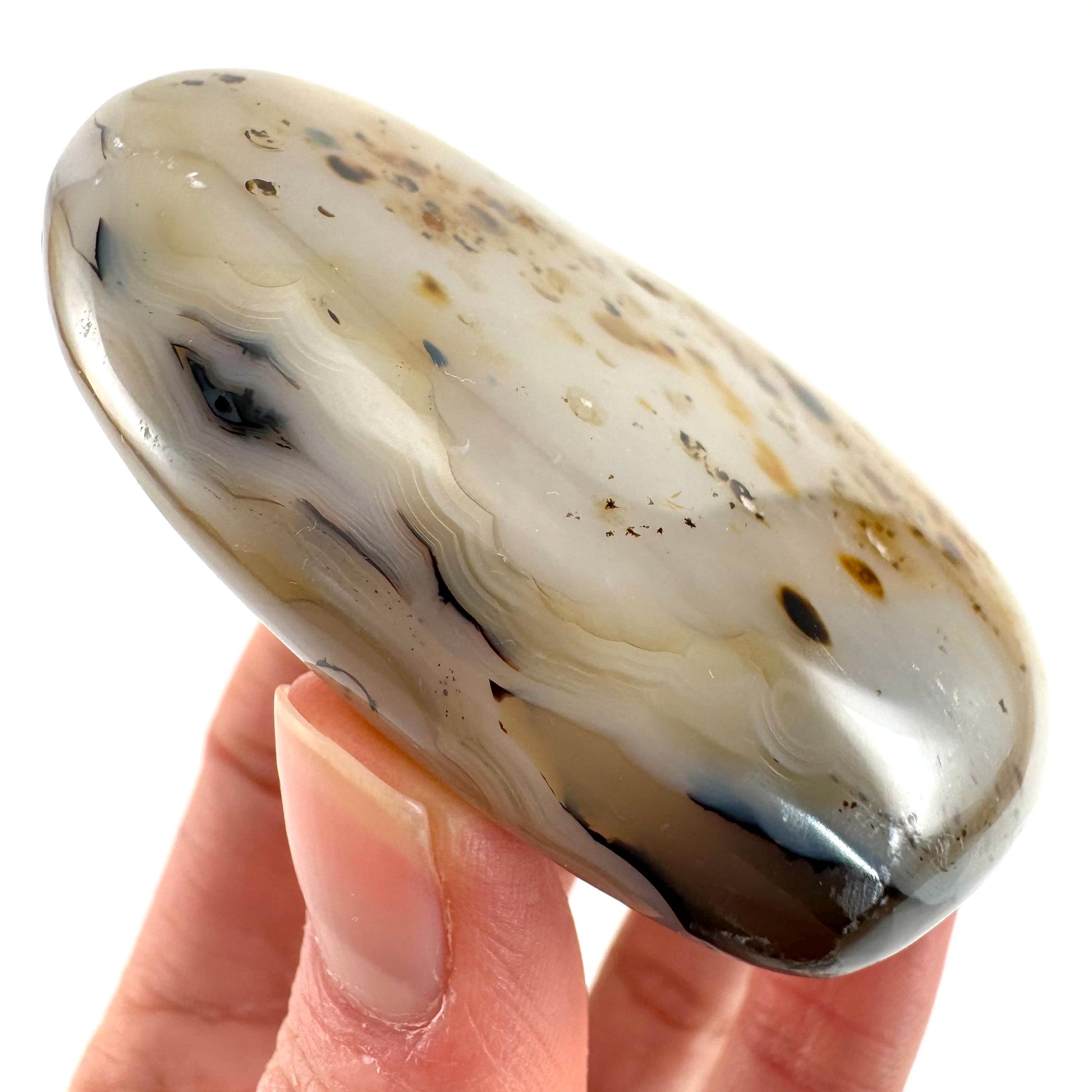 Dendritic agate heart, dendritic agate, crystal heart, dendritic agate palm stone