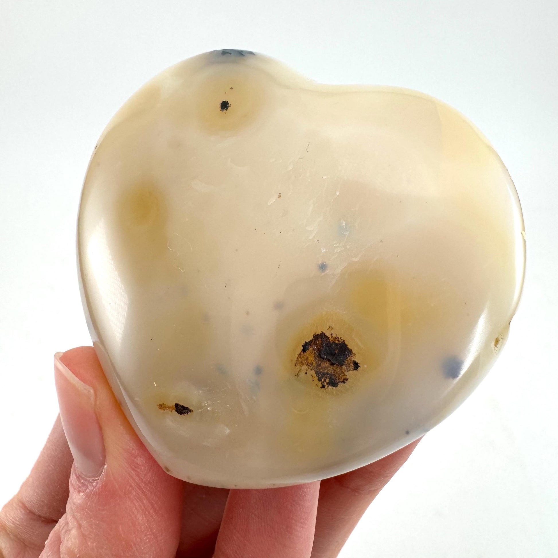 Dendritic agate heart, dendritic agate, crystal heart, dendritic agate palm stone