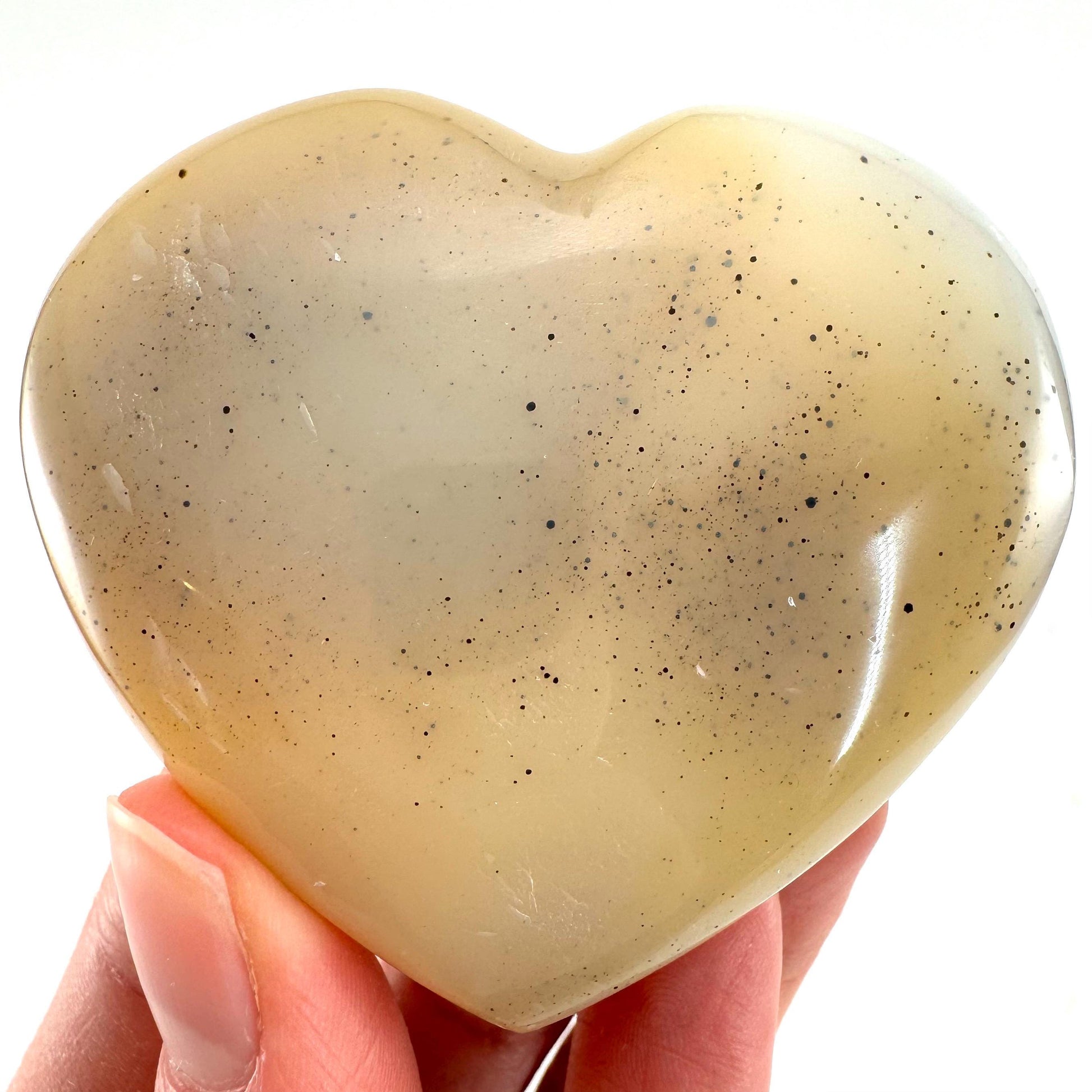 Dendritic agate heart, dendritic agate, crystal heart, dendritic agate palm stone