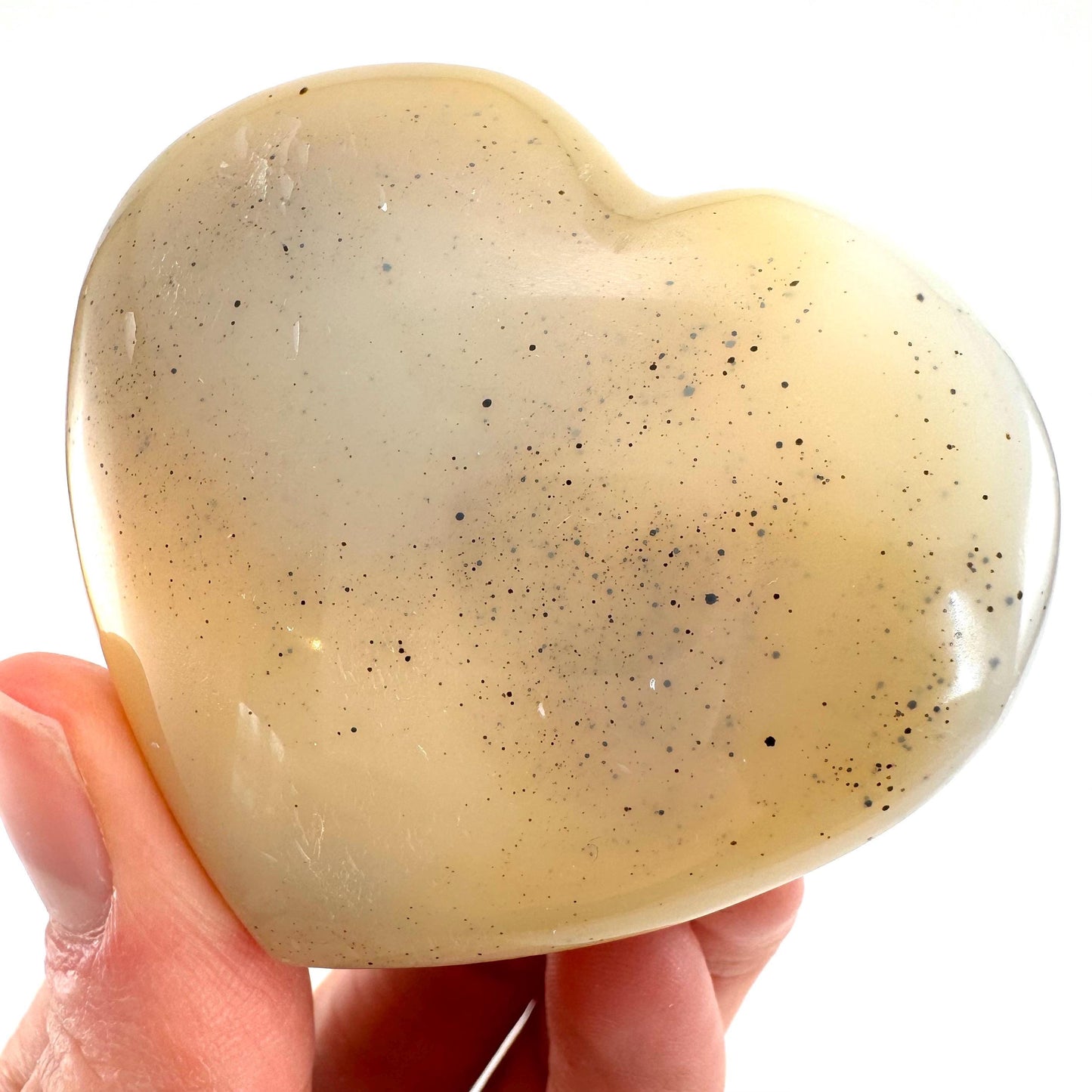 Dendritic agate heart, dendritic agate, crystal heart, dendritic agate palm stone