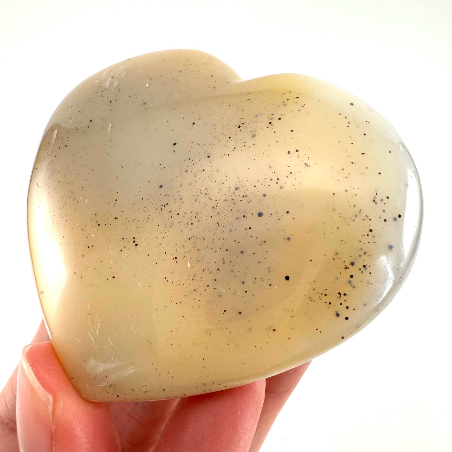 Dendritic agate heart, dendritic agate, crystal heart, dendritic agate palm stone