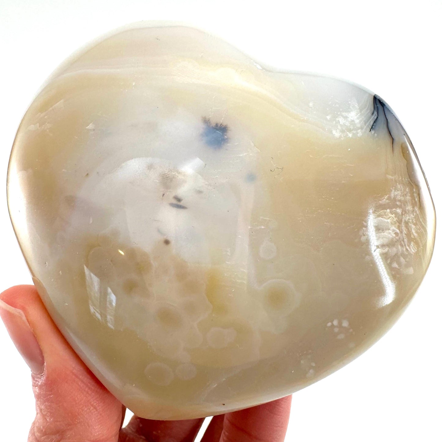 Dendritic agate heart, dendritic agate, crystal heart, dendritic agate palm stone