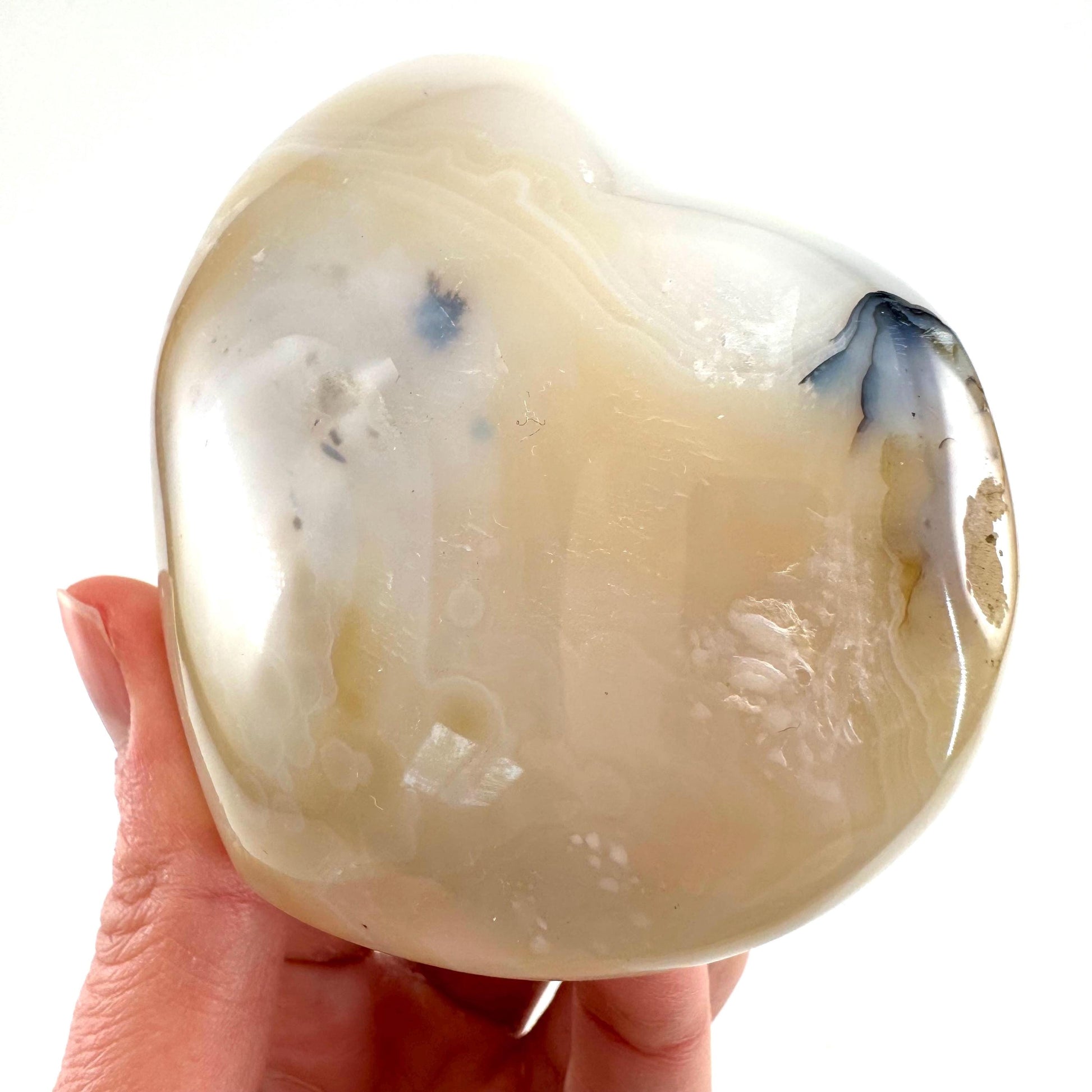 Dendritic agate heart, dendritic agate, crystal heart, dendritic agate palm stone